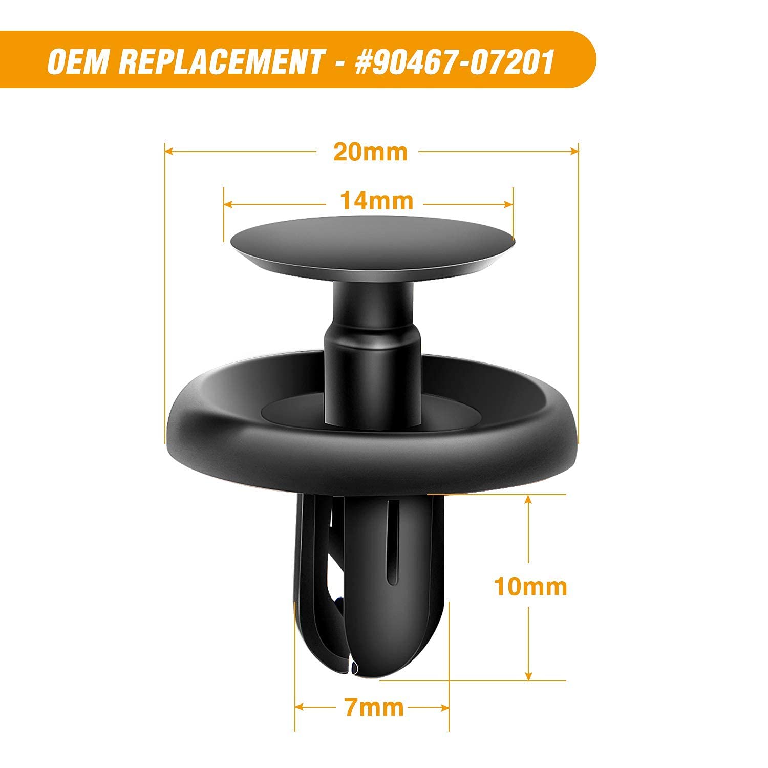 GOOACC GRC-32 100 Pcs 100pcs Type Retainer for Lexus Toyota Body, Splash Shield Clips 90467-07201 Replacement, Quality Nylon Pus