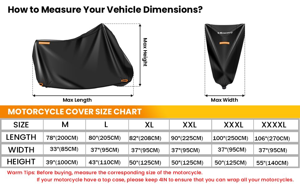 Motorcycle Cover Waterproof Outdoor,420D Universal Cover Motorcycle,All Season Protection,With License Plate Window, 4 Reflectiv