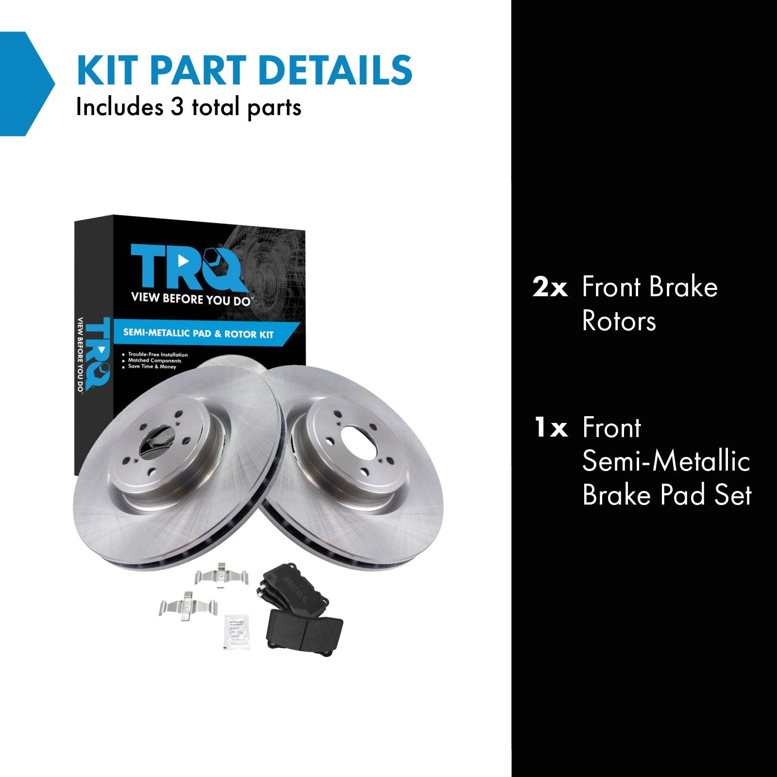 Trq Front Brake Pad & Rotor Kit Brake Pads Brake Rotor Semi-Metallic Compatible With 2017-2019 Subaru Brz 2004 Impreza 2019-2020
