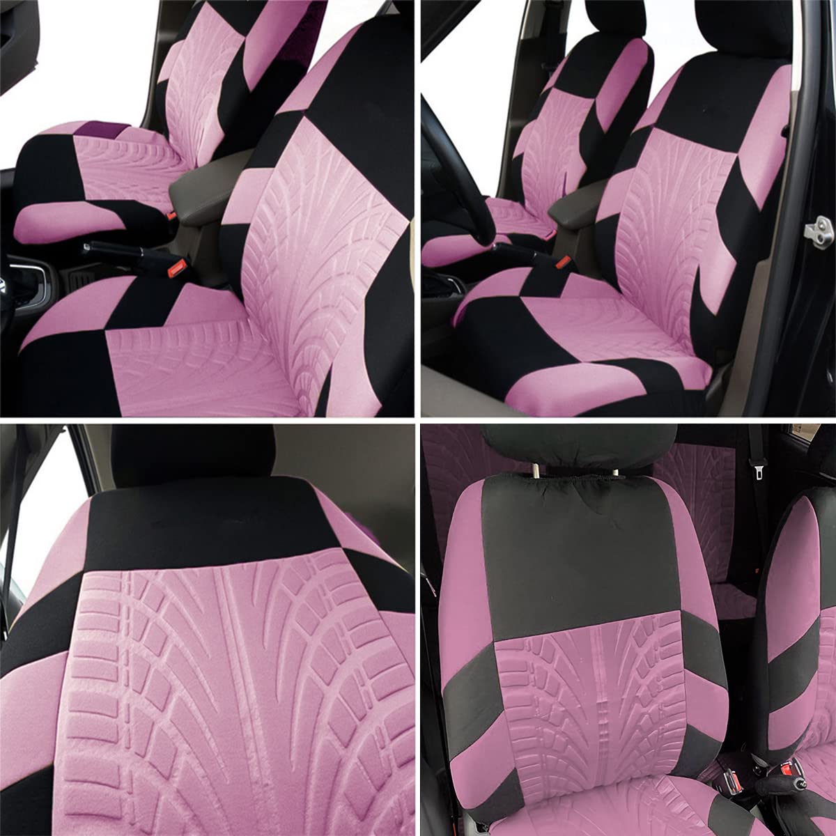 2Pcs Car Seat Covers For Front Seats, Breathable Waterproof Polyester Split Automotive Cushion Cover, Vehicle Seat Protectors Driver Interior Accessories Universal For Most Cars, Suv (Pink/Front)