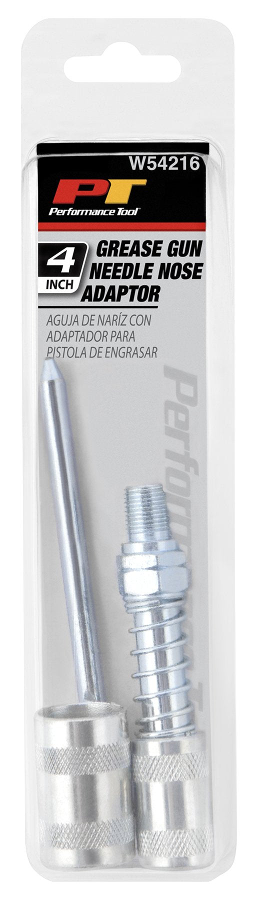 Performance Tool W54216 4-Inch Grease Gun Needle Nose Adapter, Silver