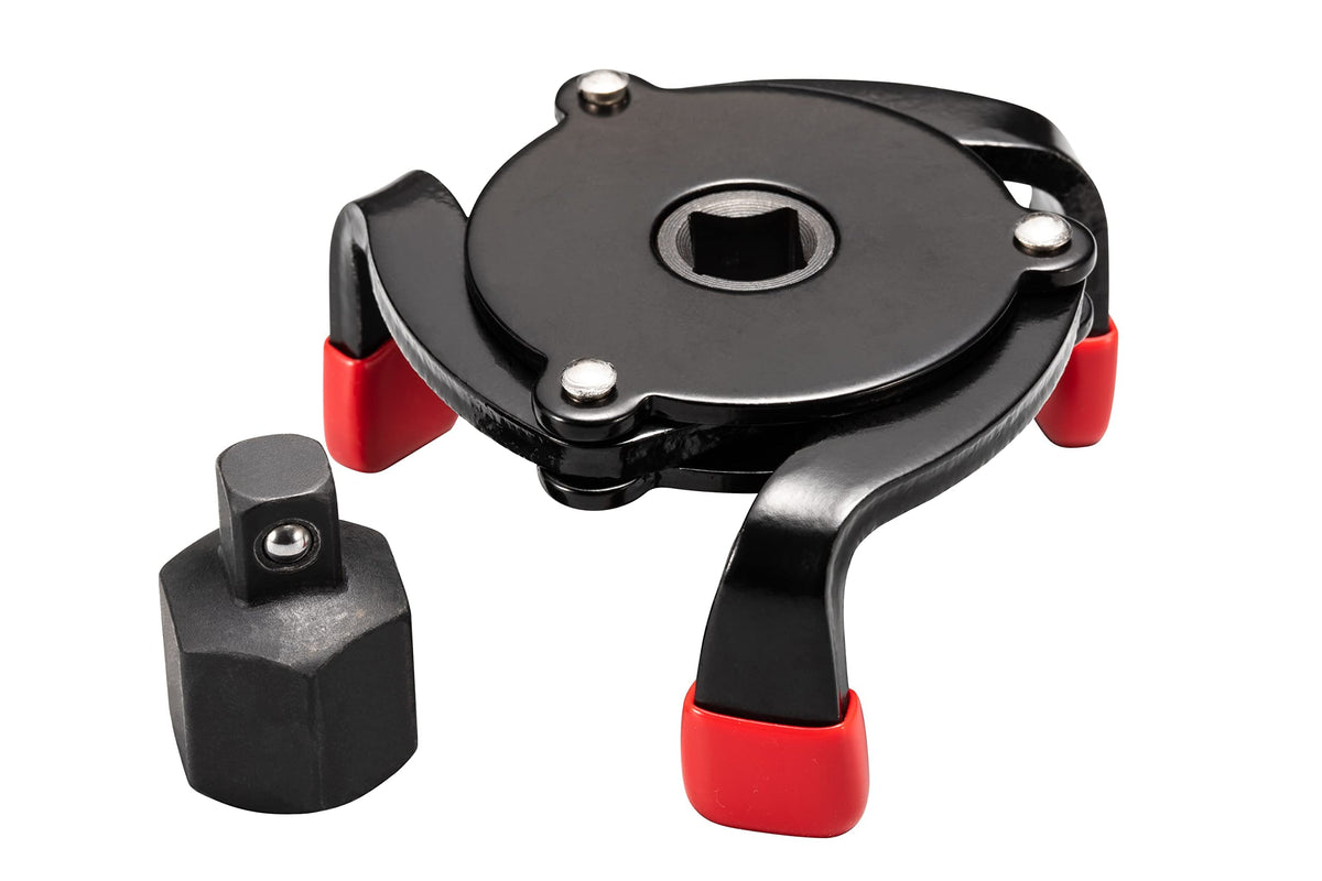 Eastyard Universal Oil Filter Wrench Adjustable 3 Jaw Oil Filter Removal Tool Range 2-3/8 To 3-7/8 Inch With 1/2'' Adapter 3/8''
