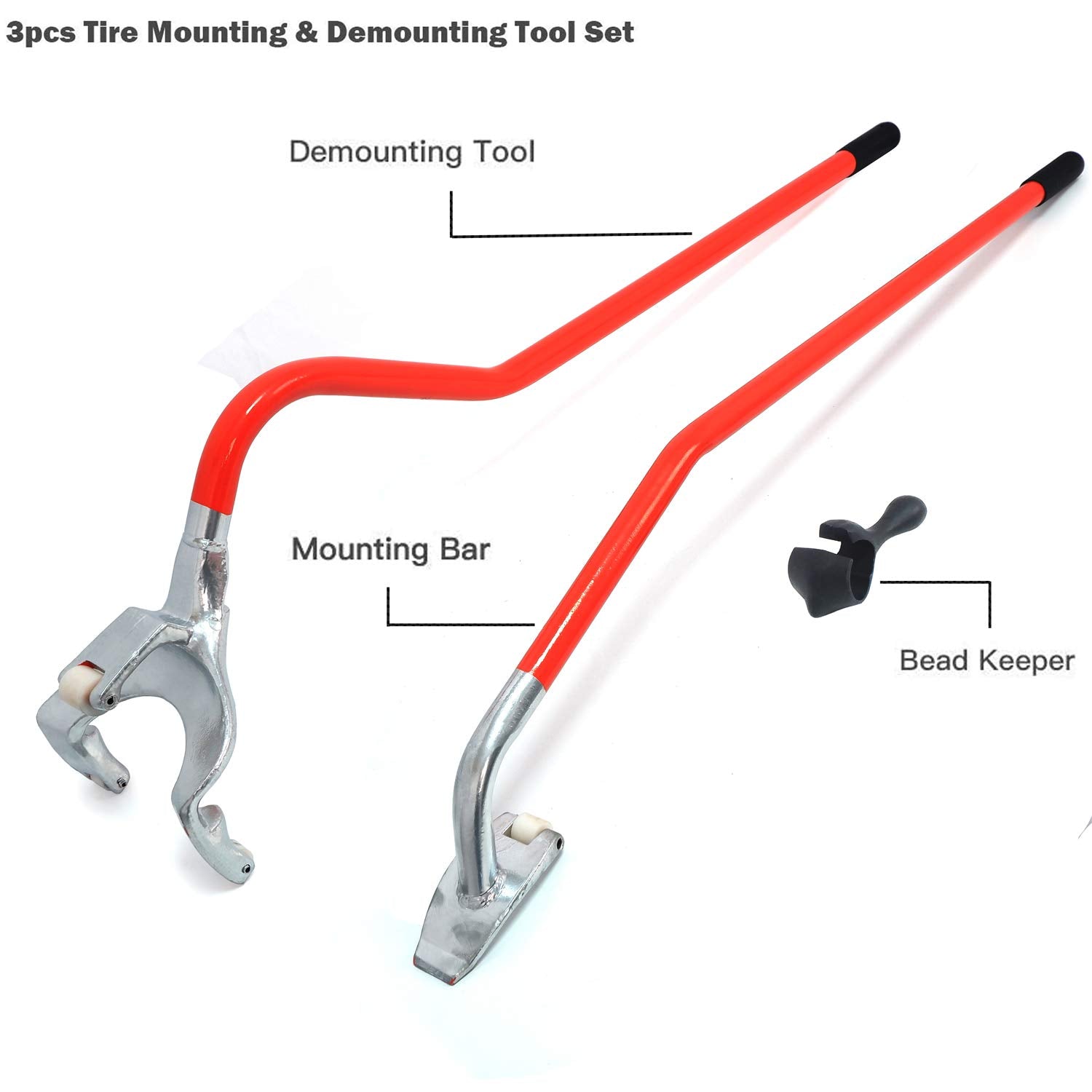 Httmt- Vehicle 3Pcs Tire Changer Mount Demount 17.5' - 24' Tires Bead Tool Nylon Rollers Heavy Duty Removal Ornage [P/N: Et-Car-Tire004-Red]…