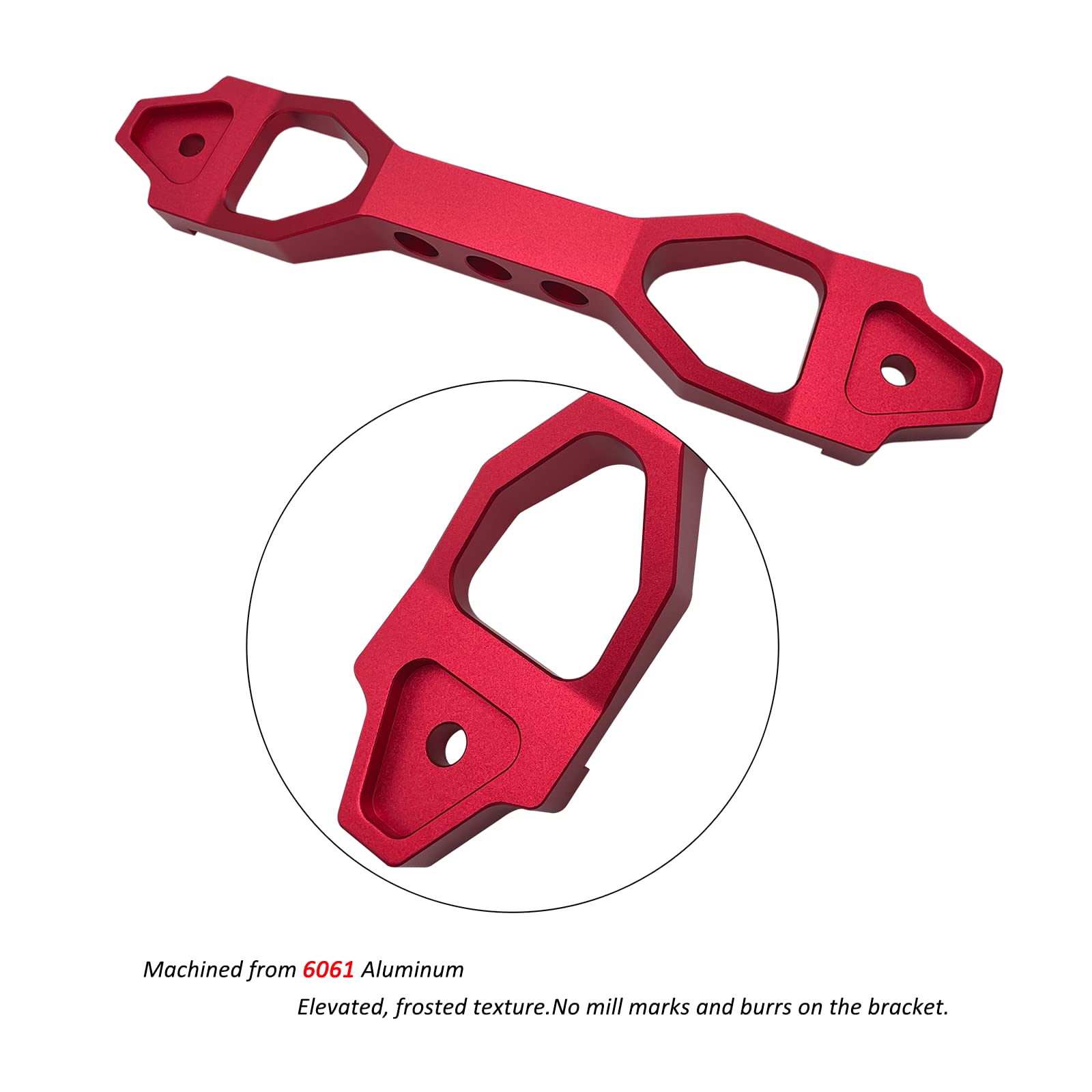 Aronova Heavy Duty Battery Hold Down Sets,With Billet Aluminum Battery Tie Down Bracket And 18-8(304) Stainless Steel J Bolts(Red, 10 Inch Bolts)