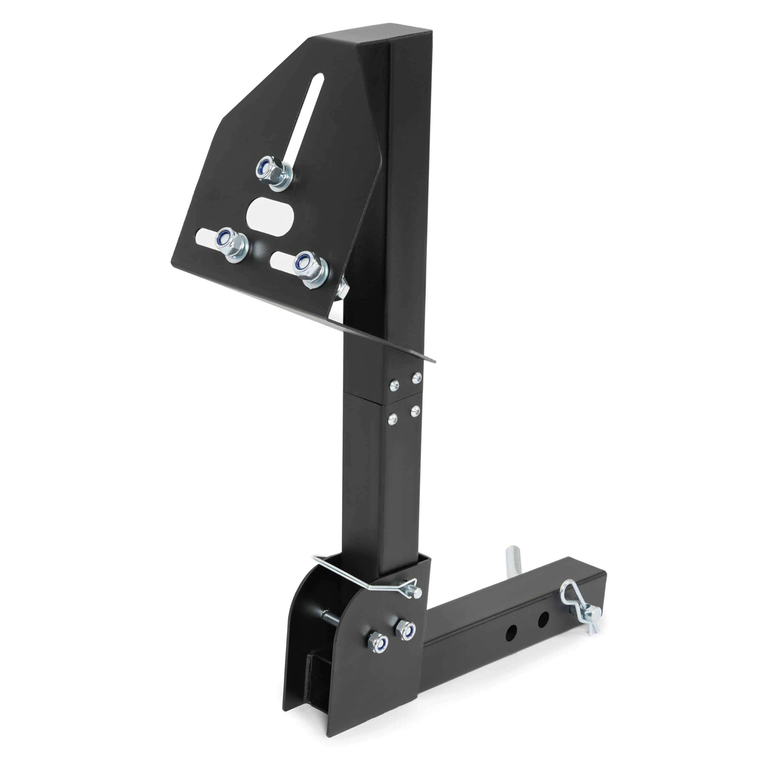 KUAFU Trailer Hitch Spare Tire Mount Compatible with Truck with 2 Inch Hitch Receiver Fits 4 & 5 & 6 Lugs Adjustable Rack Holder