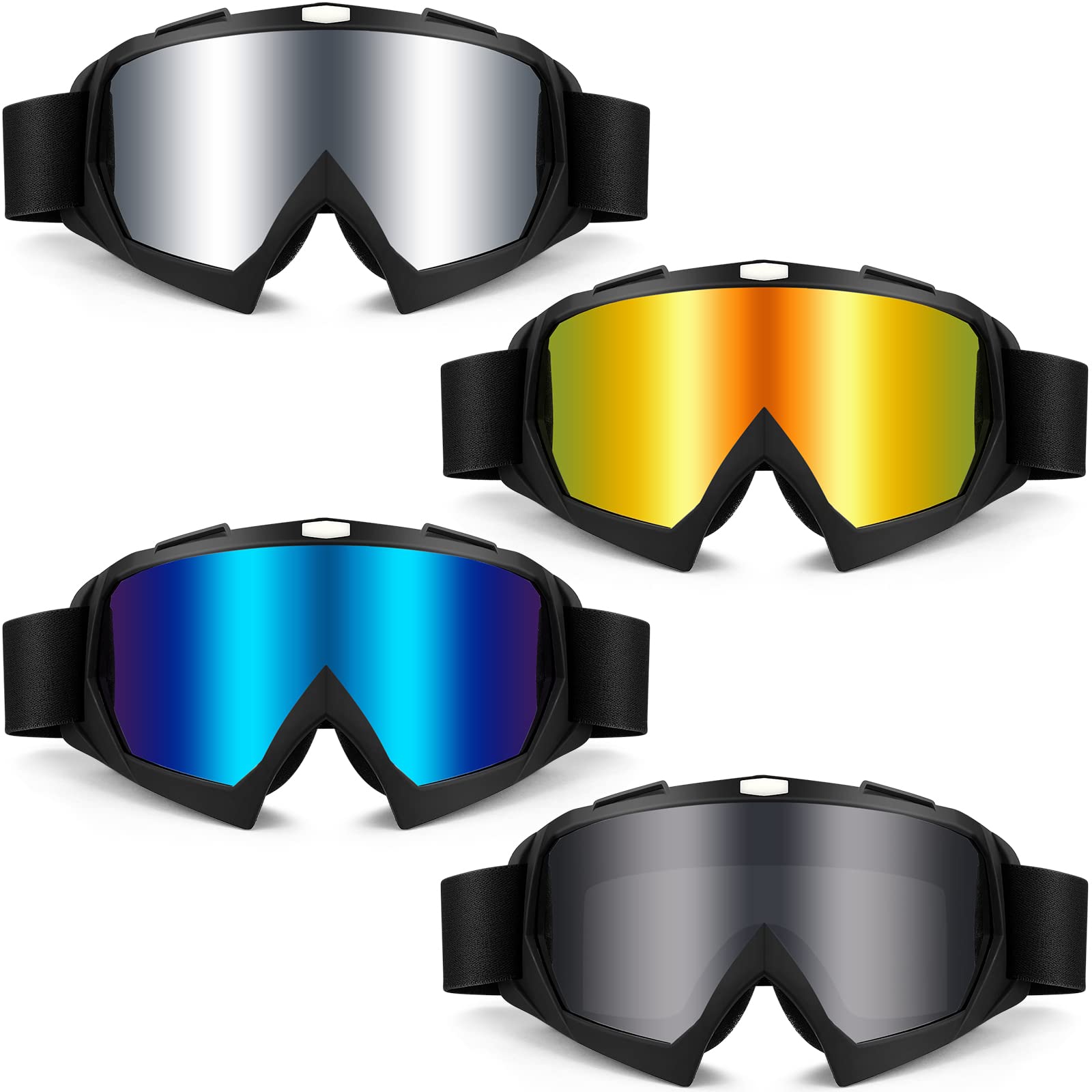 Tallew 4 Pack Dirt Bike Goggle Motorcycle Goggle off Road ATV UTV Goggle Anti Scratch Riding Goggle Glasses for Men Women(Simple