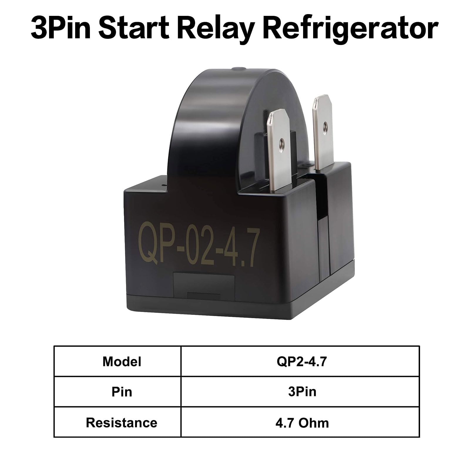Secosautoparts Qp2-4R7 Qp2-4.7 3Pin Start Relay Refrigerator Starter Qp2-4.7G12 Compatible With Frgidaire Maytag Haier Igloo Vis