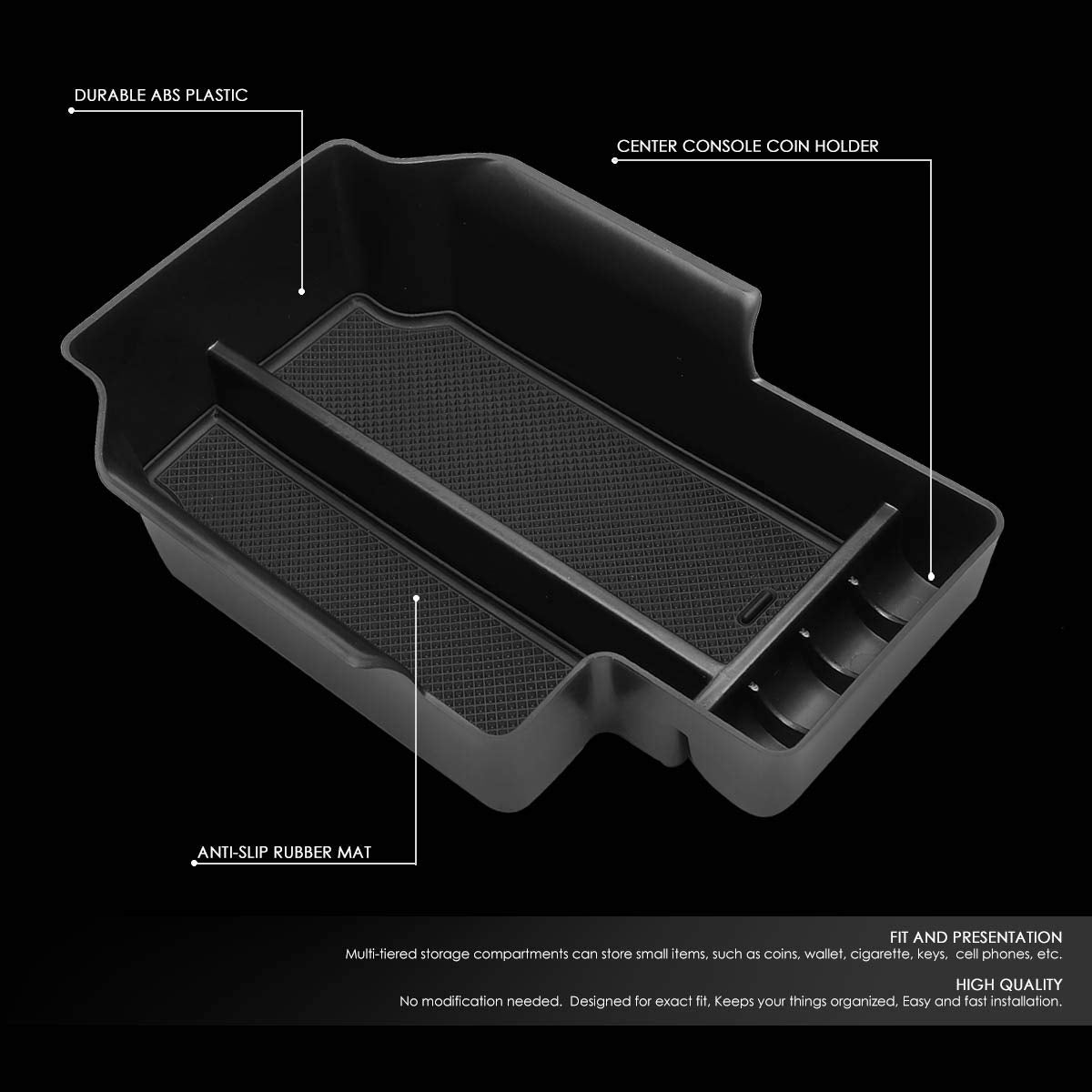 Dna Motoring Center Console Organizer Tray Compatible With 15-19 Colorado/Canyon, Armrest Storage Box, Ztl-Y-0009