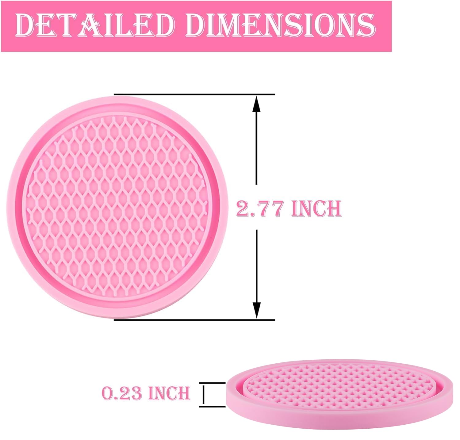 Singaro Car Cup Coaster, 4Pcs Universal Non-Slip Cup Holders Embedded In Ornaments Coaster, Car Interior Accessories, Pink