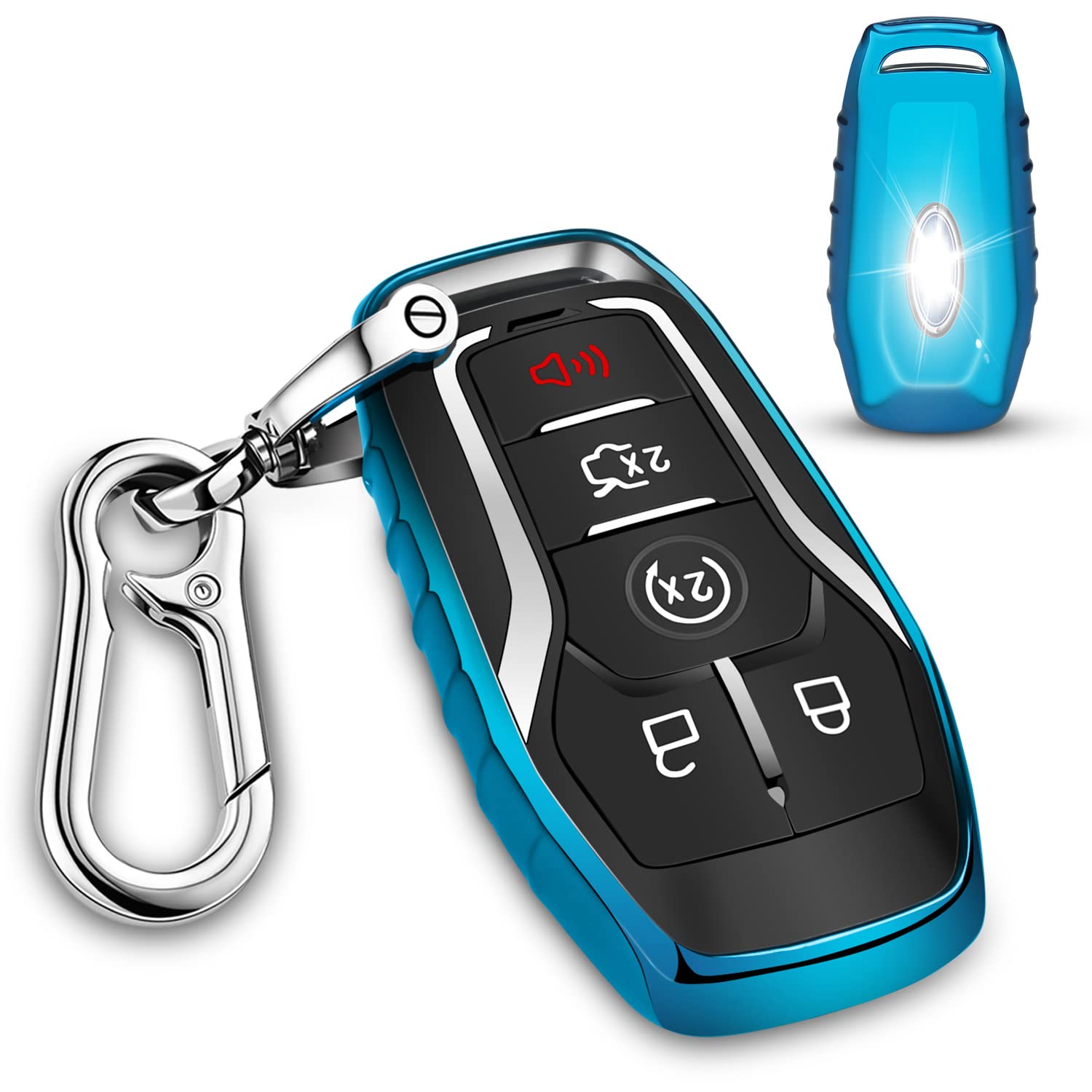 Qbuc For Ford Key Fob Cover,Tpu Car Key Case Protector With Keychain Compatible With Ford Fusion F-150 Edge Explorer Mustang Lin