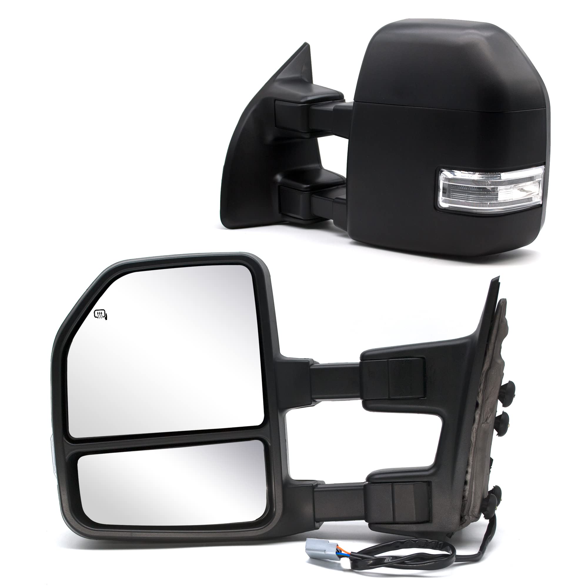 JZSUPER Towing Mirrors fit for 1999 2000 2001 2002 2003 2004 2005 2006 2007 Ford F250 F350 F450 F-550 Super Duty Power Heated Tu