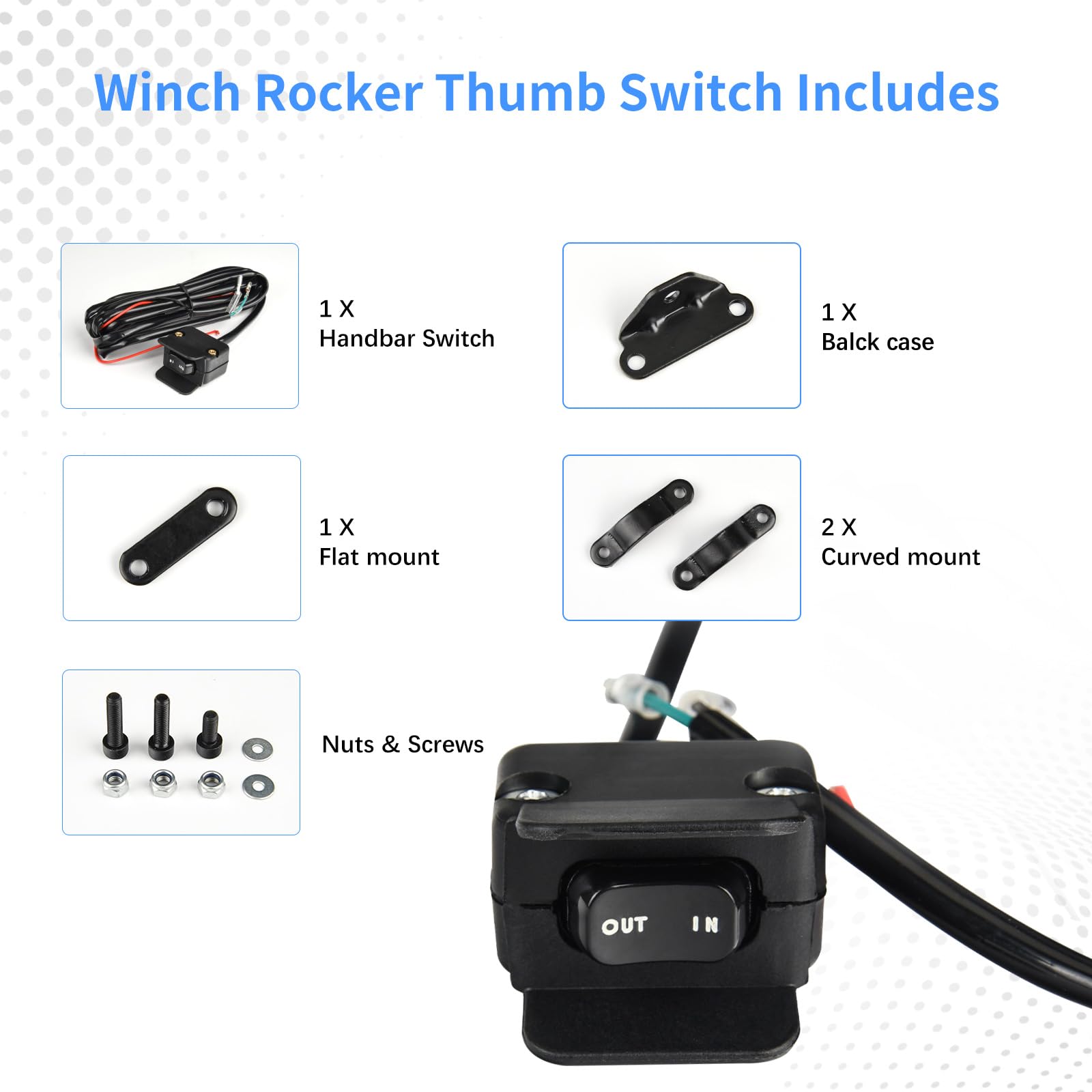 Mayspare 12V Winch Rocker Thumb Switch With Mounting Bracket For Atv Utv Handlebar Control Line Kit