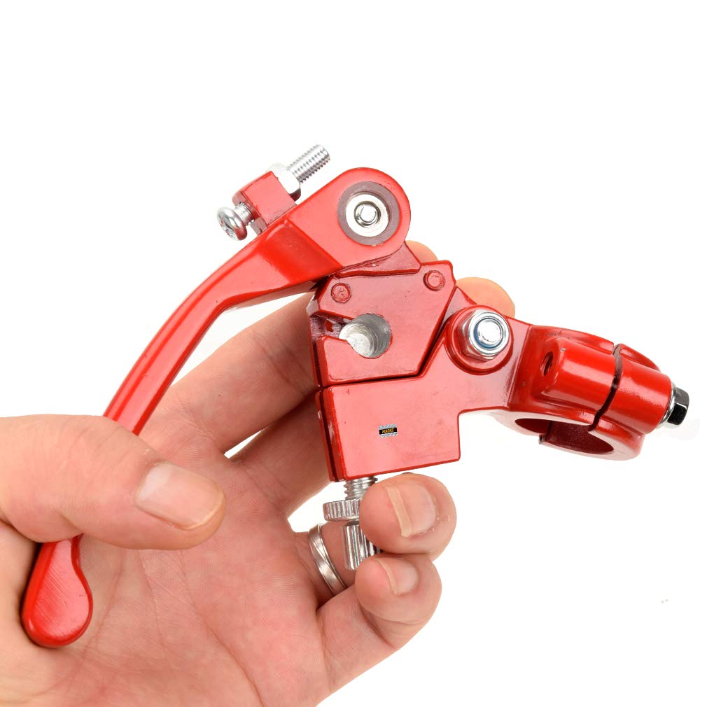Hiaors Red Brake Folding Clutch Lever With Perch For 7/8 Handlebar 110Cc 125Cc Ssr125 Ssr70 Ttr125 Xmotos Apollo Thumpstar 125 Crf50 Xr Klx 140 Chinese Pit Dirt Bike Motorcycle