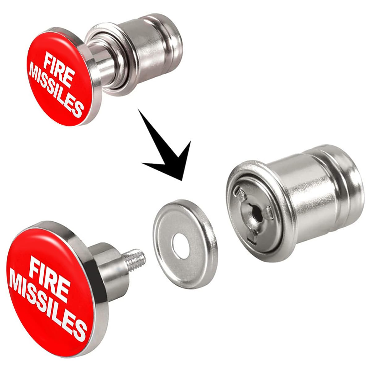 AUCELI Fire Missiles Button Car Cigarette Lighter Plug, Aluminum Alloy Push Button Cigarette Lighter Replacement For Most Vehicl