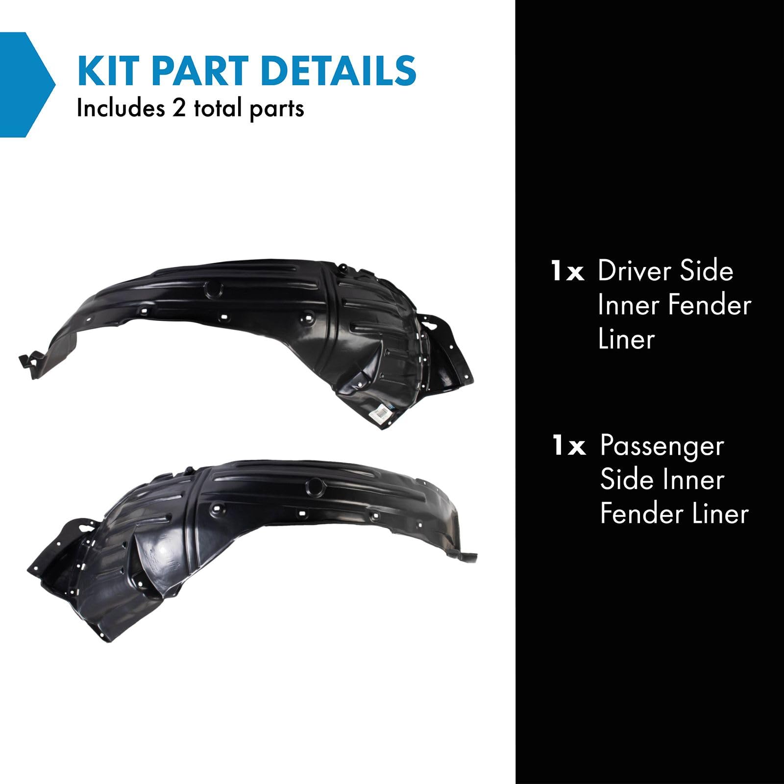 Trq Inner Fender Liner Set Compatible With 2009-2011 Honda Pilot Ho1248135 Ho1249135
