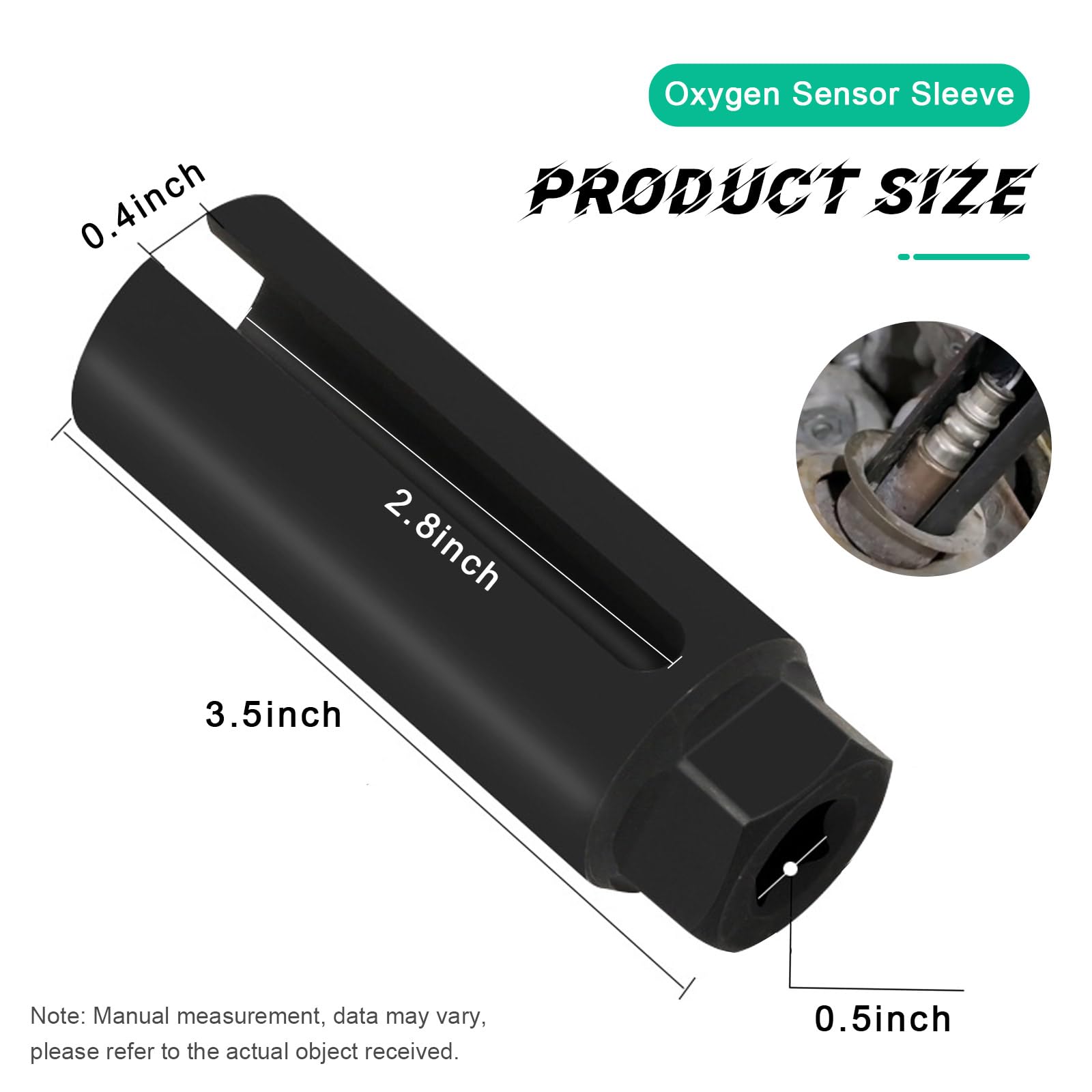 Suvnie Oxygen Sensor Socket with Side Wire Cutout, 1/2 Inch Drive by 7/8 Inch 6-Point O2 Sensor Wrench Removal Tool, Offset Car