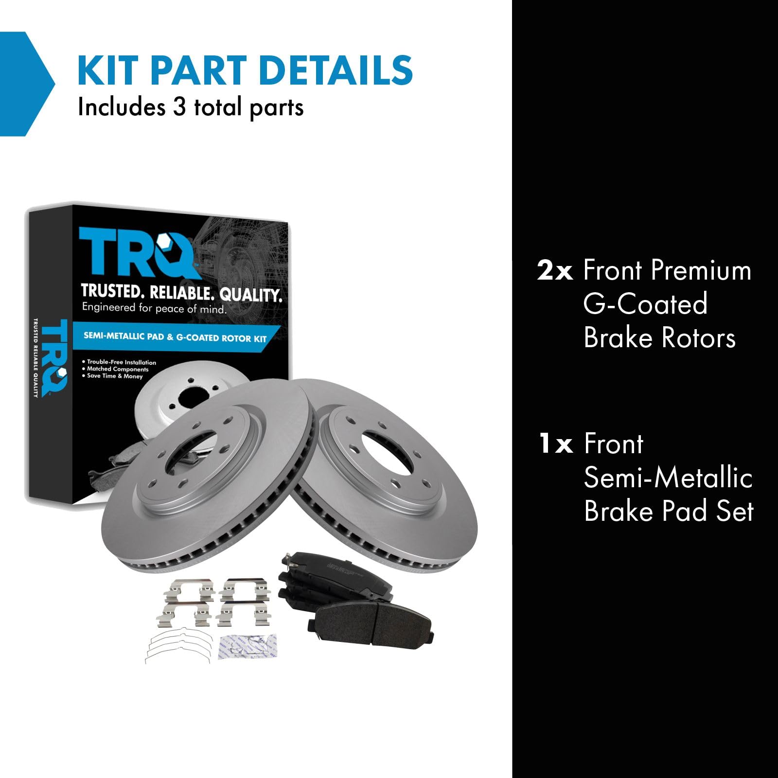 Trq Brake Pad & Rotor Kit Premium G-Coated Semi-Metallic Front Compatible With 2008-2010 Infiniti Qx56 2008-2011 Nissan Armada T