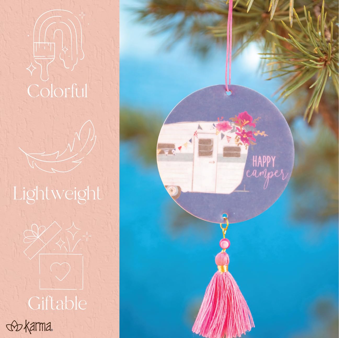 Karma, Essential Oil Air Freshener For Cars Set Of 2, Home & Office - Colorful Decorative Hanging Air Freshener With Tassel, Don