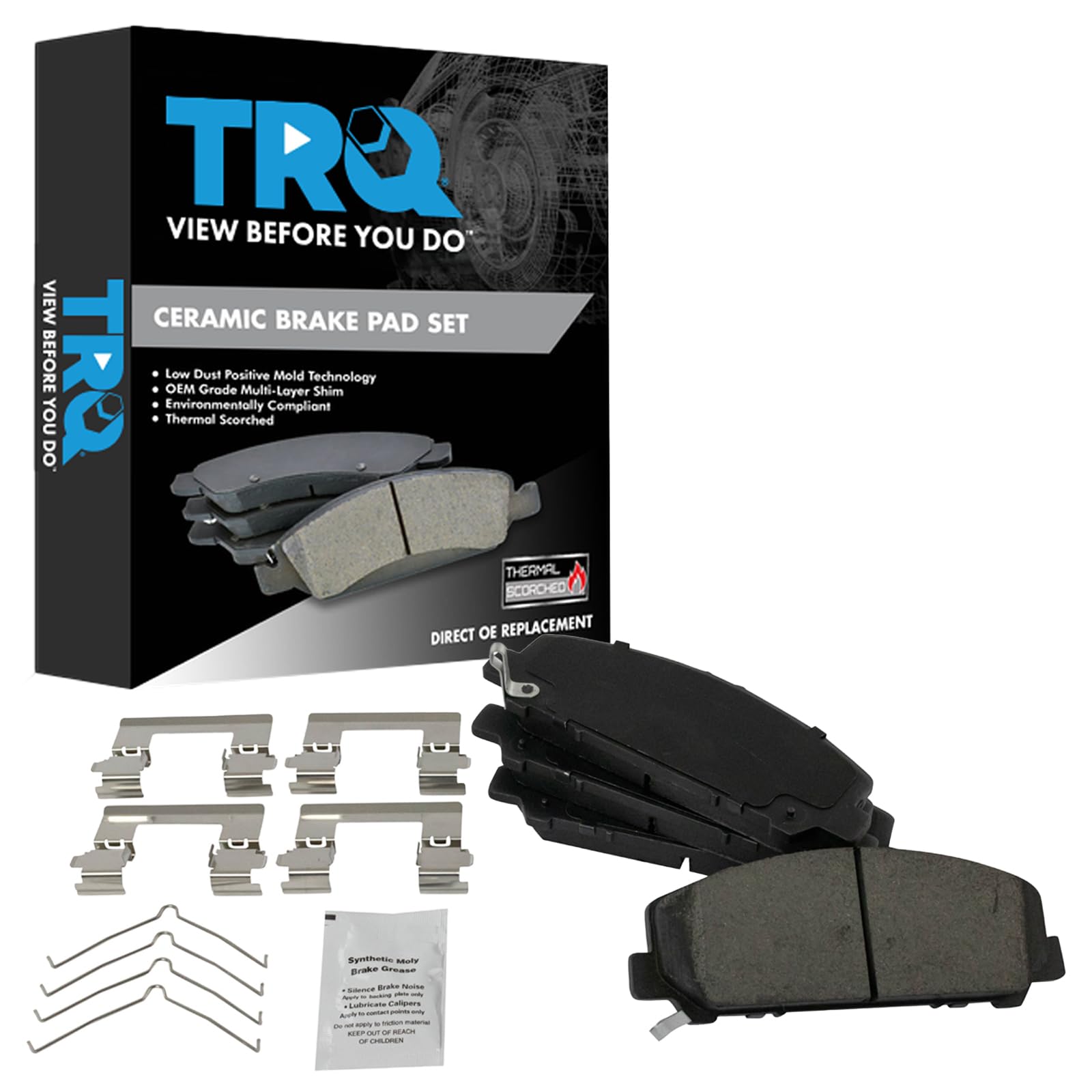TRQ Front Brake Pads Ceramic Compatible with 2011-2013 INFINITI QX56 2014-2021 QX80 2012-2021 Nissan Armada 2011-2021 Titan 2011