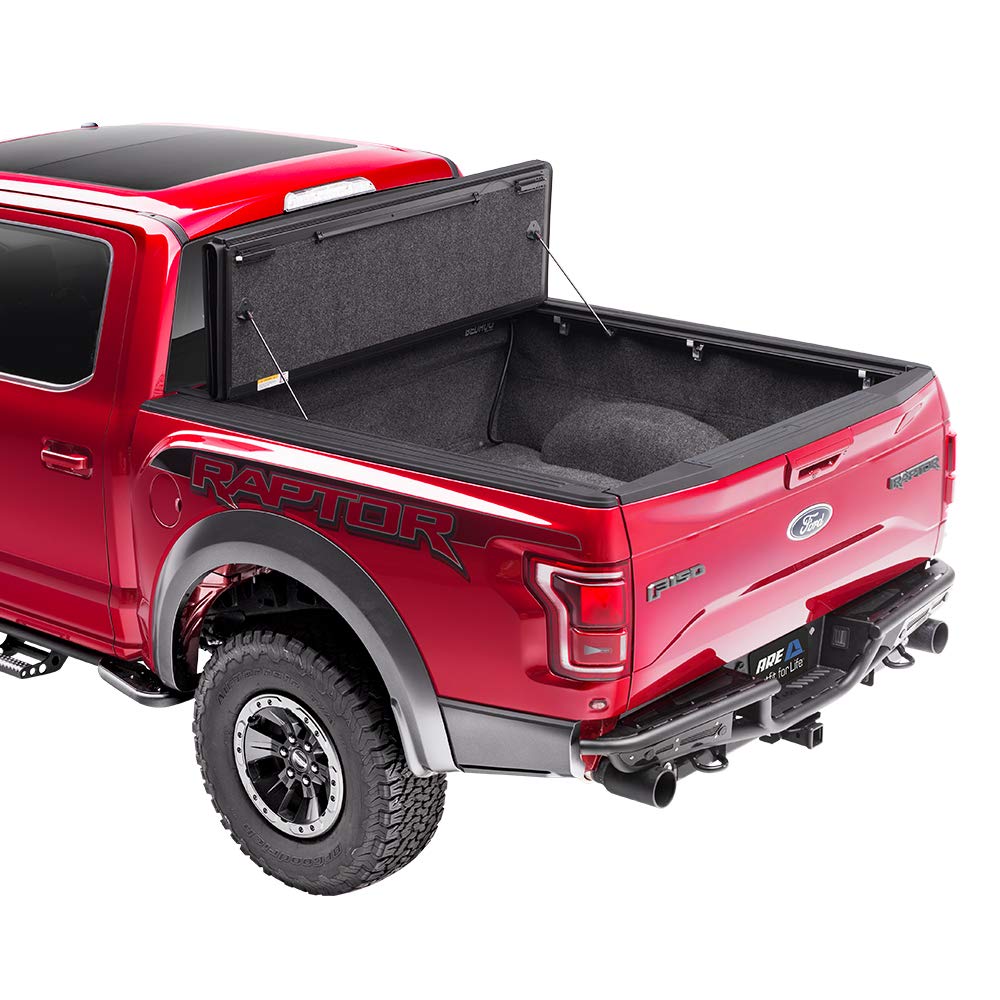 A.R.E. Fusion Painted Hard Fold Truck Bed Tonneau Cover | Ar22019L-G1 | Fits 2015 - 2020 Ford F-150 5' 6' Bed (67.1'), Paint Code: G1 Shadow Black