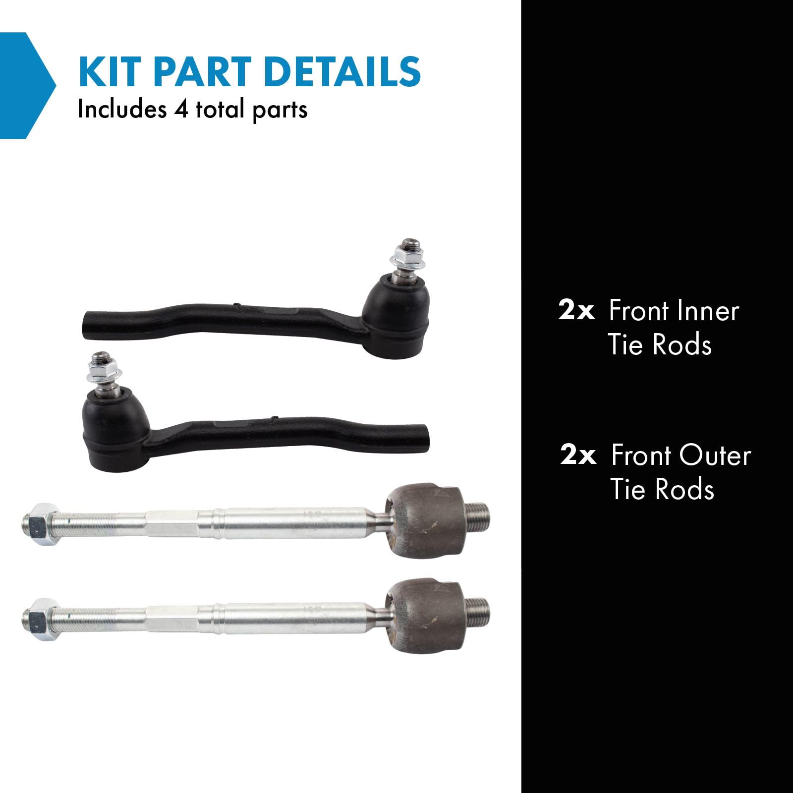 Trq Front Tie Rod Set Compatible With 2018-2022 Honda Odyssey