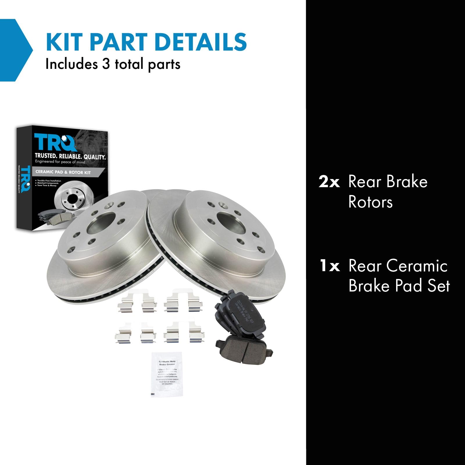 Trq Rear Brake Pad & Rotor Kit Brake Pads Brake Rotor Ceramic Compatible With 2008-2012 Land Rover Lr2