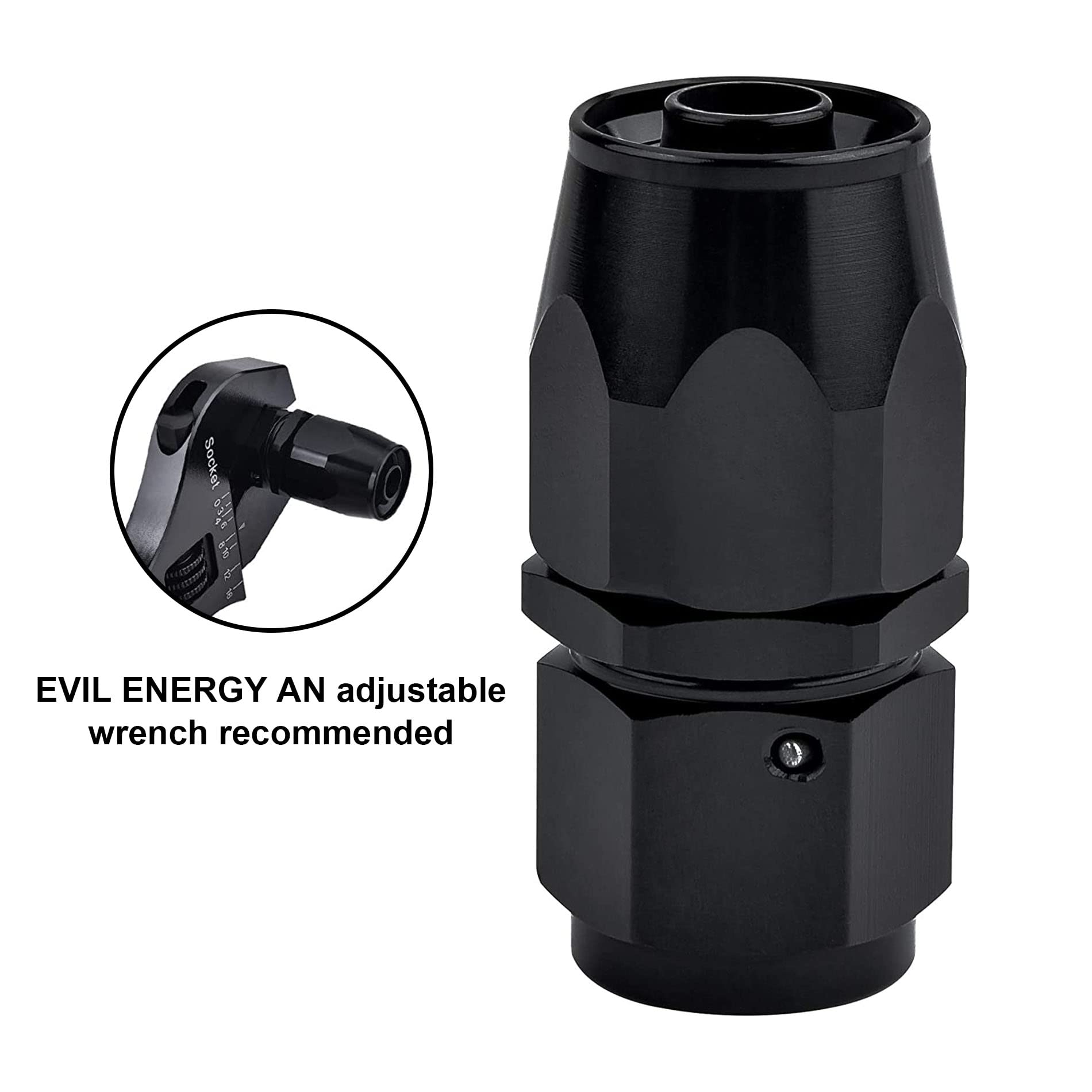 Evil Energy 4An Hose End Fitting Straight Swivel For Cpe Braided Hose Black