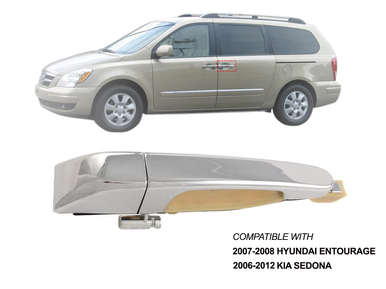 Auto Parts Avenue Apa Replacement Chrome Exterior Door Handle For 07-08 Entourage 06-12 Sedona Rear Driver Left Side Hy1520116 836504D011