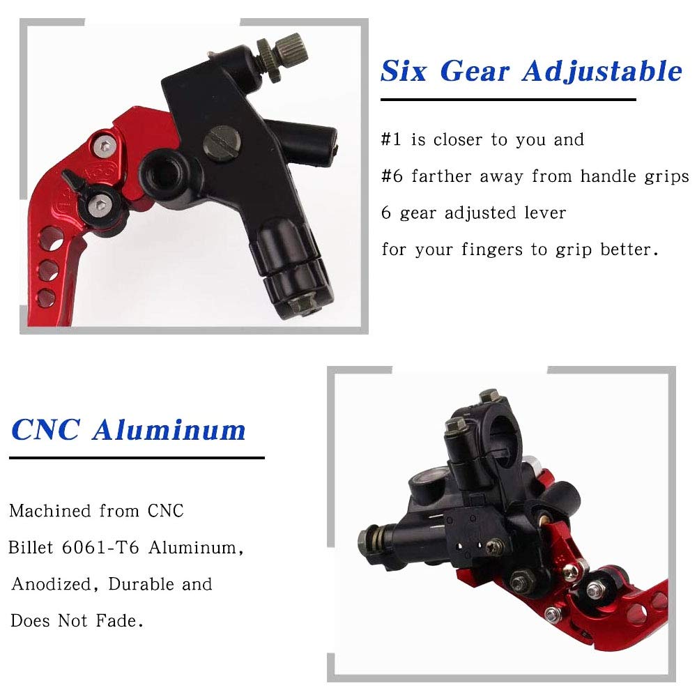 PACEWALKER Universal Motorcycle 7/8'' 22mm Handlebar Brake Master Cylinder Clutch Lever CNC Left & Right Set for Honda Kawasaki