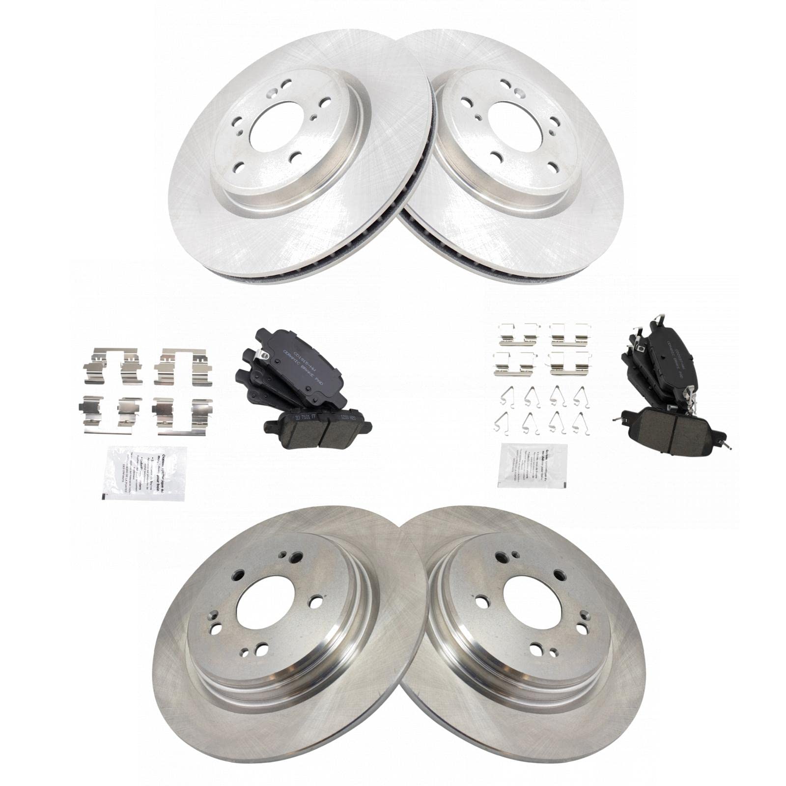 Trq Front And Rear Brake Pad & Rotor Kit Brake Pads Brake Rotor Ceramic Compatible With 2017-2020 Honda Cr-V