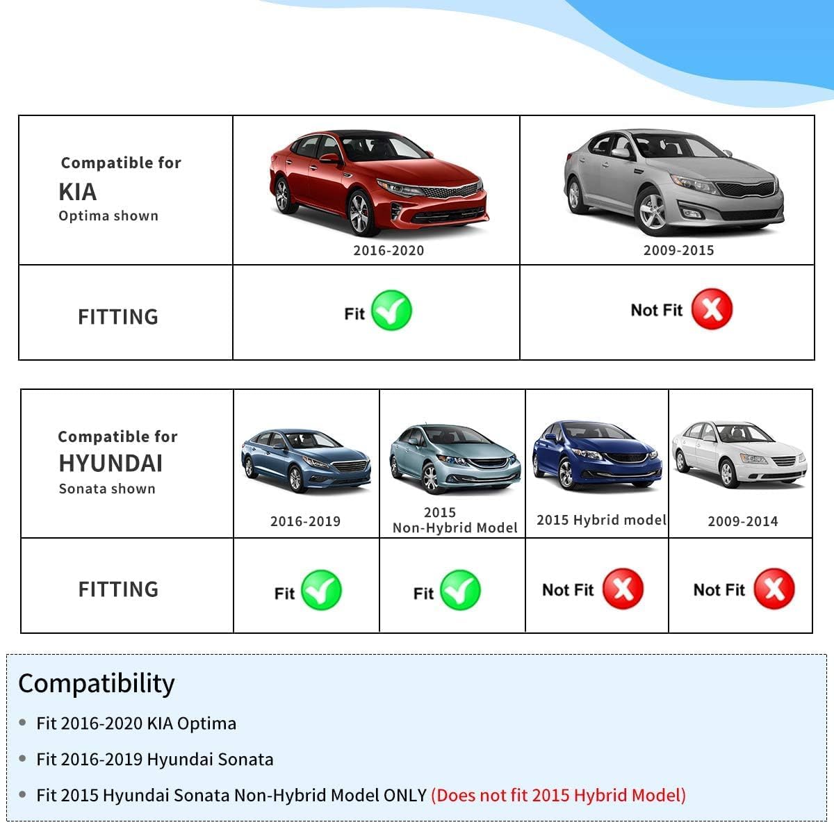 Oedro Floor Mats For 2016-2020 Kia Optima/2015-2019 Hyundai Sonata, Black Tpe Custom Fit Liners, All Weather Protection Car Mats