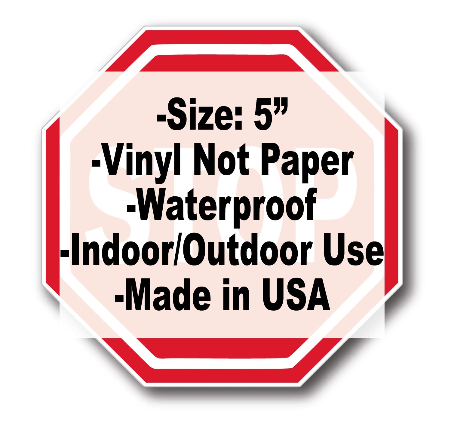 StickerJOE Stop Sign Vinyl Decal - Red/White, 5 Inch, Model StickerJOE-382EWY8S