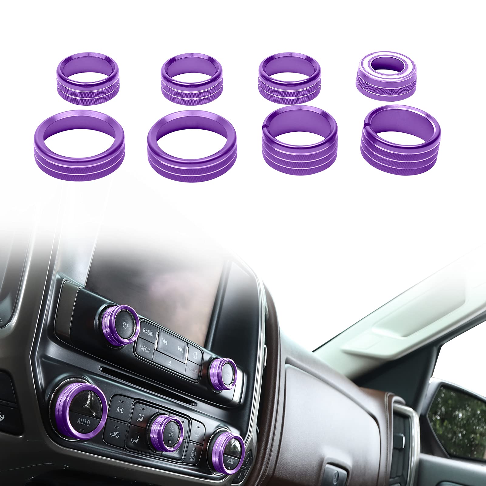 Jecar Center Console Switch Button Trim Air Conditioner Control Knob Cover For Chevy Silverado & Gmc Sierra 2014-2018, Purple