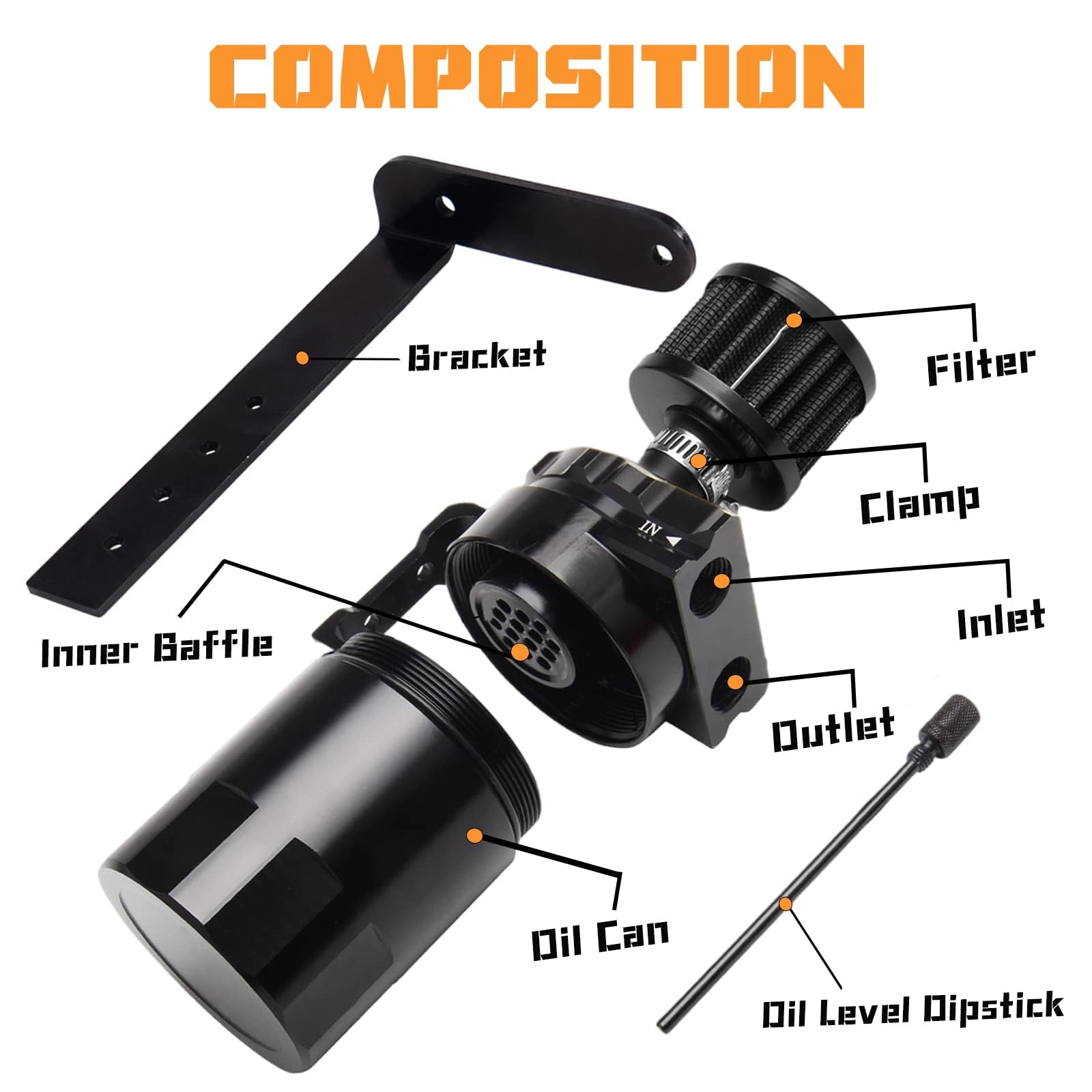 Poseng Oil Catch Can Baffled Oil Separator Tank Compatible With Ford F150 5.0L 2.7Eb 3.5Eb 11-22, Expedition 3.5L Ecoboost 18-22