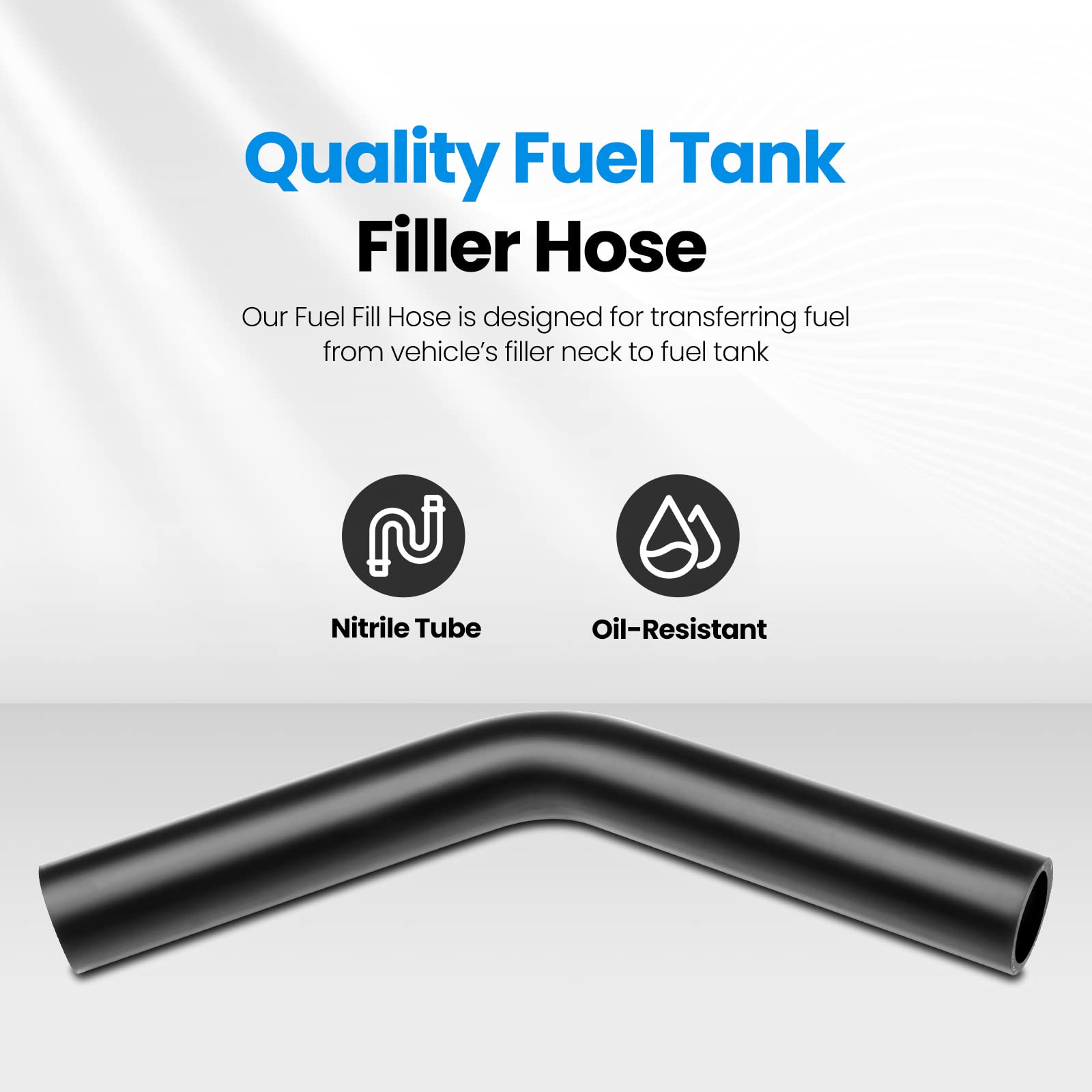 TKKEUEP Gasoline Fuel Filler Neck Hose With 4 Clamps, 1 1/2 Inches Inside Diameter, Reinforced Gas Tank Hose (45 Degree, 1 1/2''