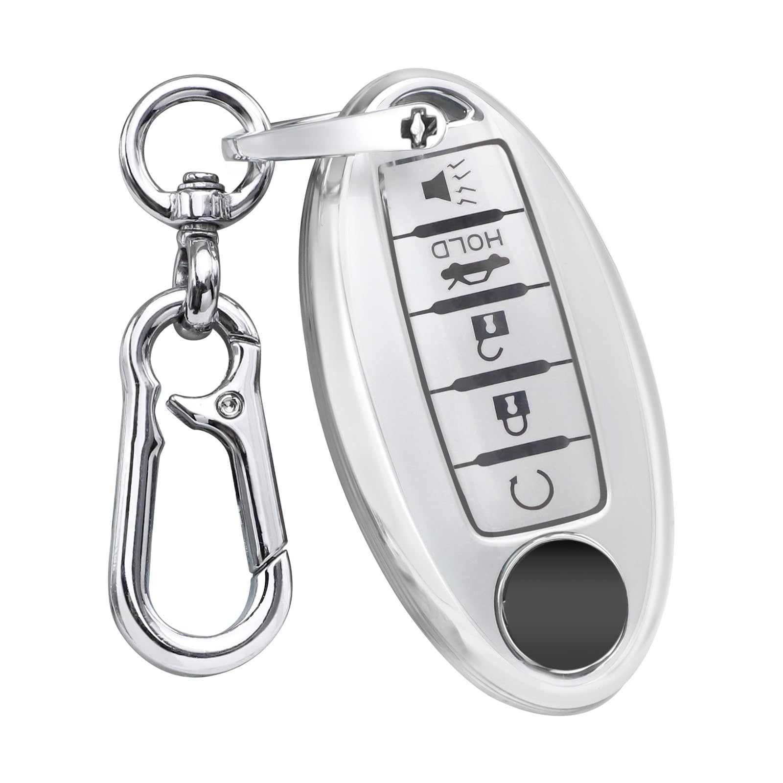 Pifoog Key Fob Cover For Nissan 5 Button Altima Murano Sentra Maxima Rogue Armada Pathfinder Versa Accessories Silver Car Key Sh