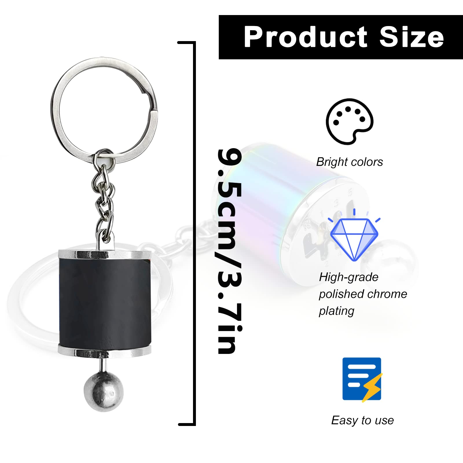 Stymart Shifter Gear Keychain, 6 Speed Gear Box Shifter Keychain Key Chain Ring, Mini Car Gear Shift Stick Knob Keyring, Car Key