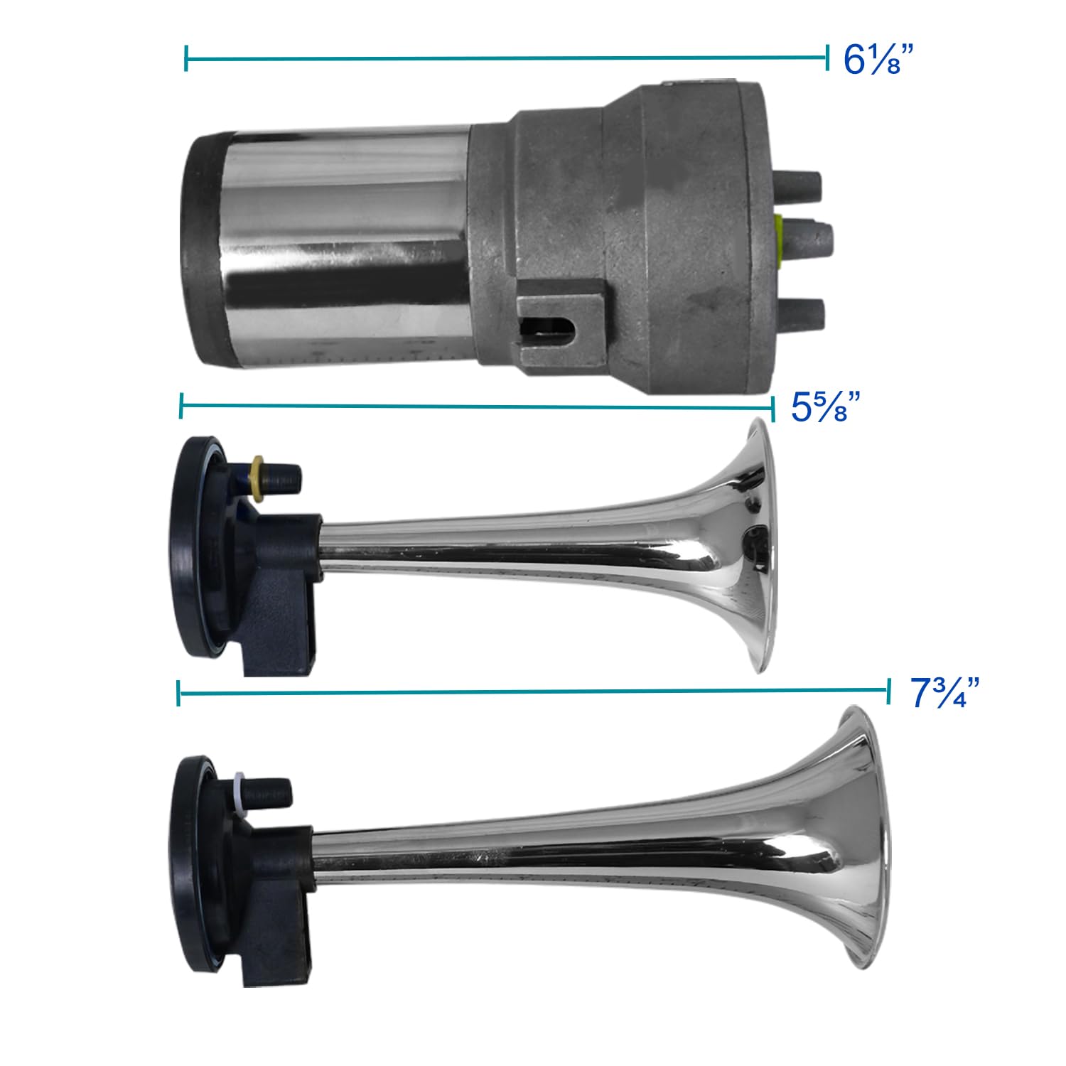 Spec-D Tuning 5Pc 12V 125Db Chrome ''La Cucaracha'' Musical Air Horn + Compressor