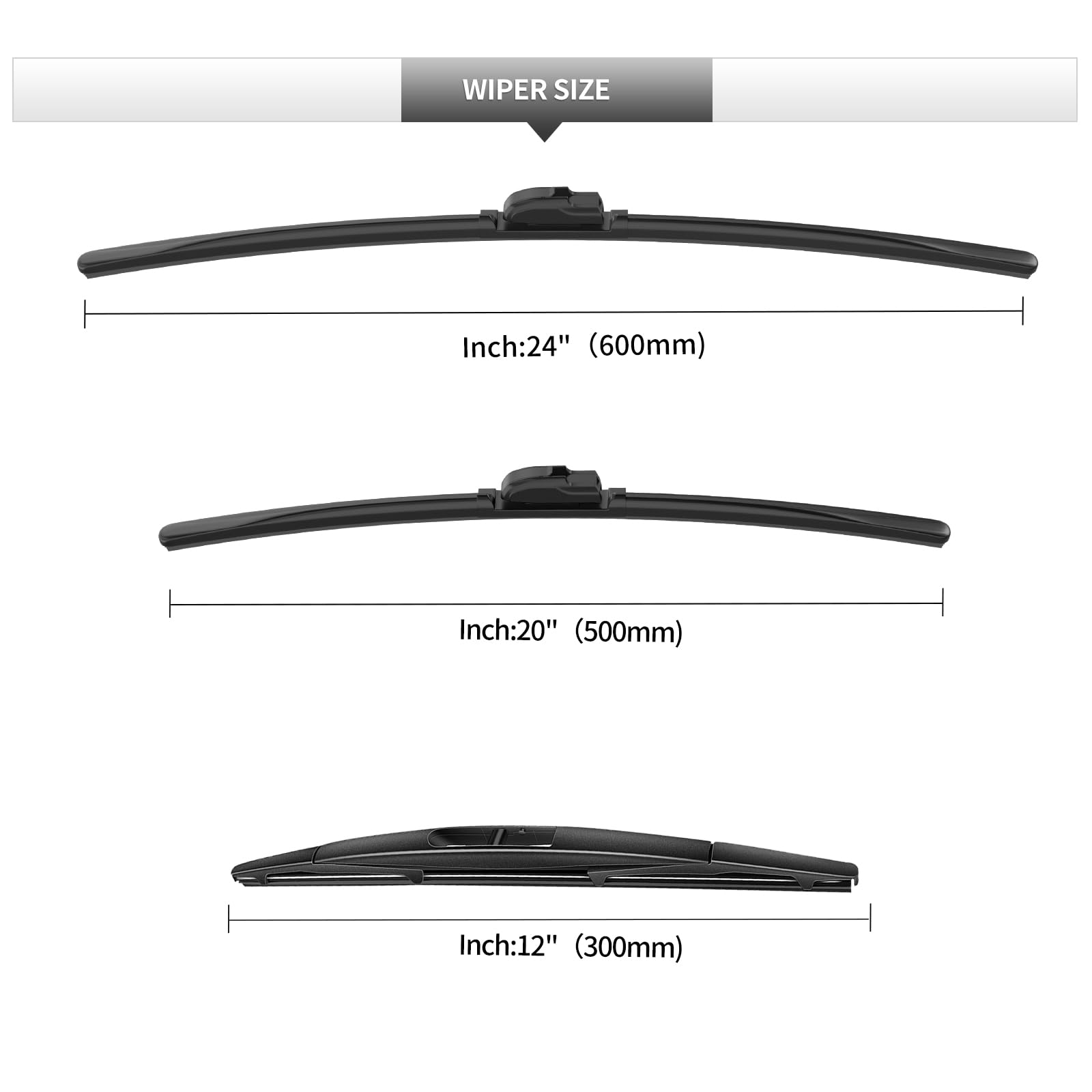 Gardimu Front And Rear Windshield Wiper Blades, 3 Pcs Front And Back Windshield Wipers Blades Replacement For Bmw X5 2014-2018,