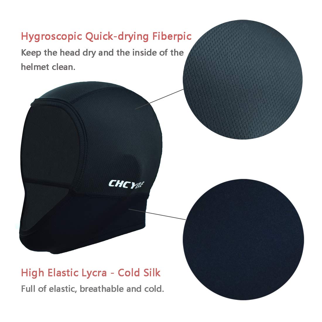 Chcycle Motorcycle Helmet Liner Quick Drying Moisture Wicking Under Helmets Outdoor Sport Caps Black