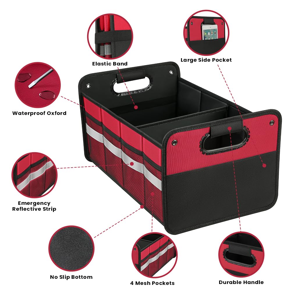 Winhunt Car Trunk Organizer, Car Storage And Organizer Reinforced Handles, 50L Waterproof Polyester Car Accessories Organizer Fo