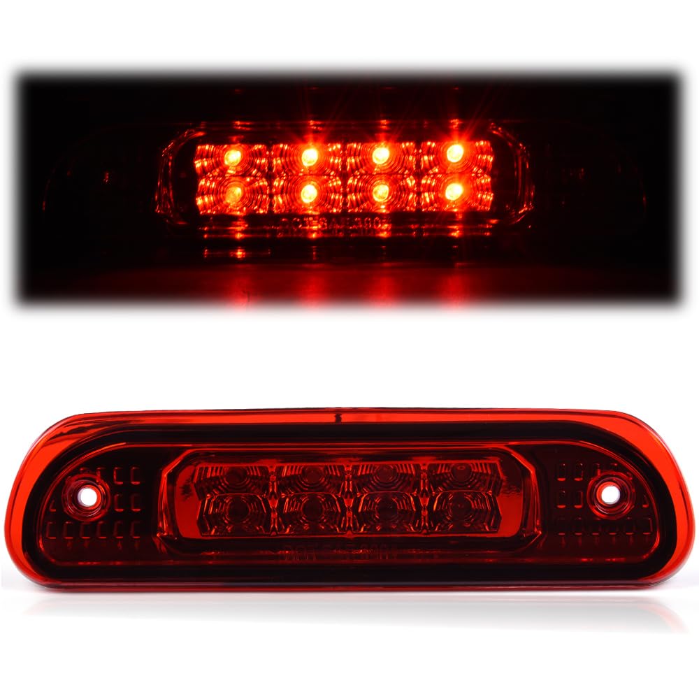 Pit66 Led 3Rd Brake Light Compatible With Jeep Grand Cherokee High Mount Third Stop Tail Parking Light Chrome Housing Red Lens 1