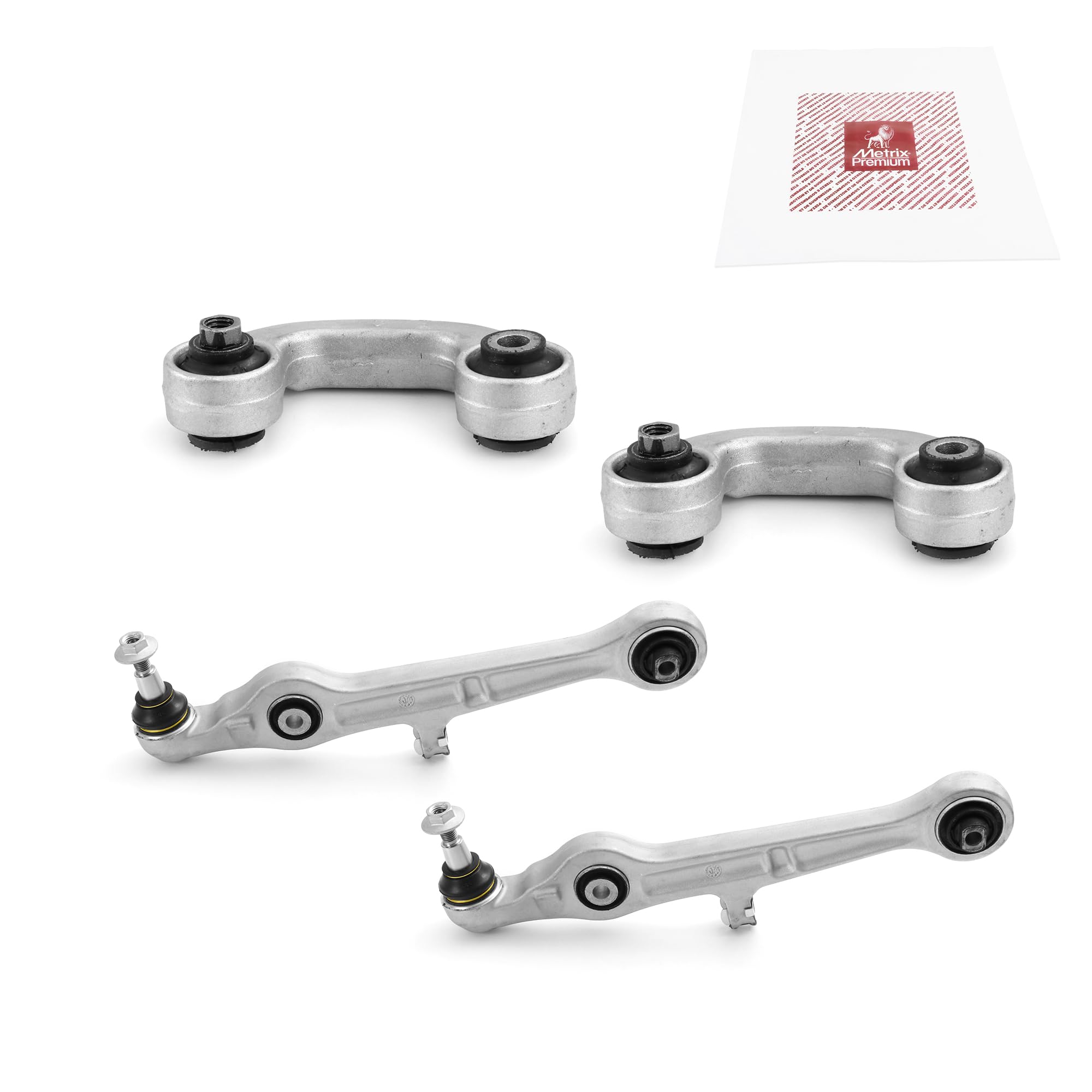 Metrix Premium Chassis Parts - 4 Pc Front Lower Control Arm & Front Sway Bar Stabilizer End Link Kit Fits 02-09 Audi A4, A4 Quat