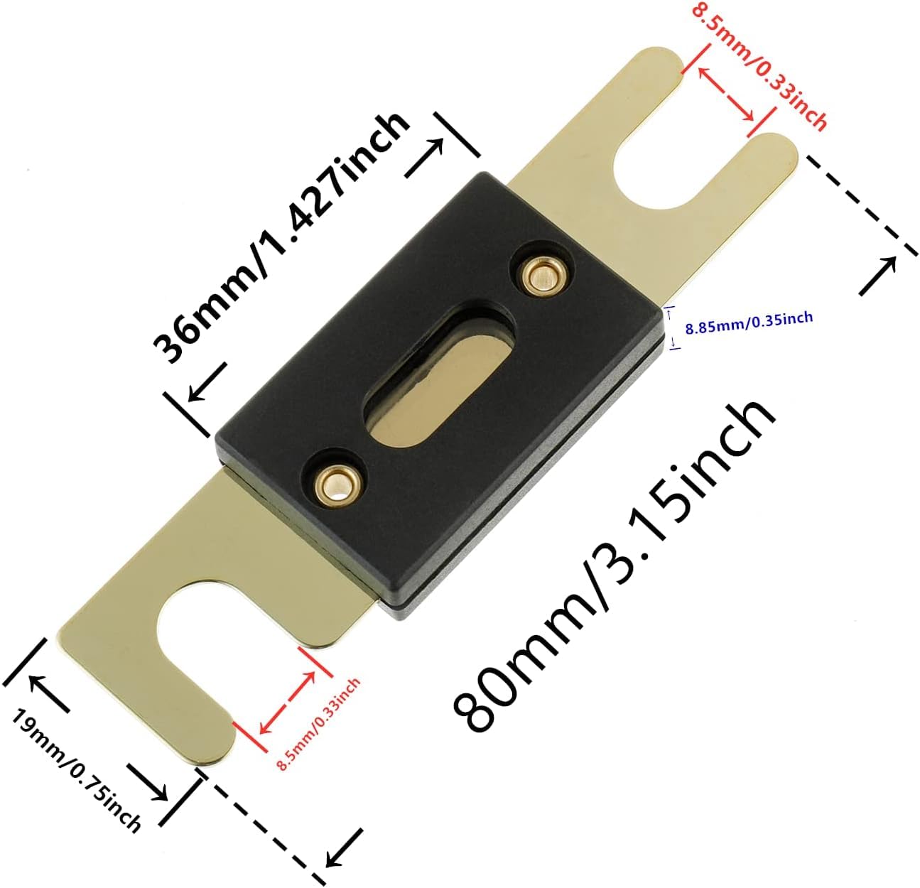 Bojack 0/2/4 Gauge Anl Fuse Holder And Fuses For 0-8 Gauge Awg Fuse Block/Box - 60A (Pack Of 2)