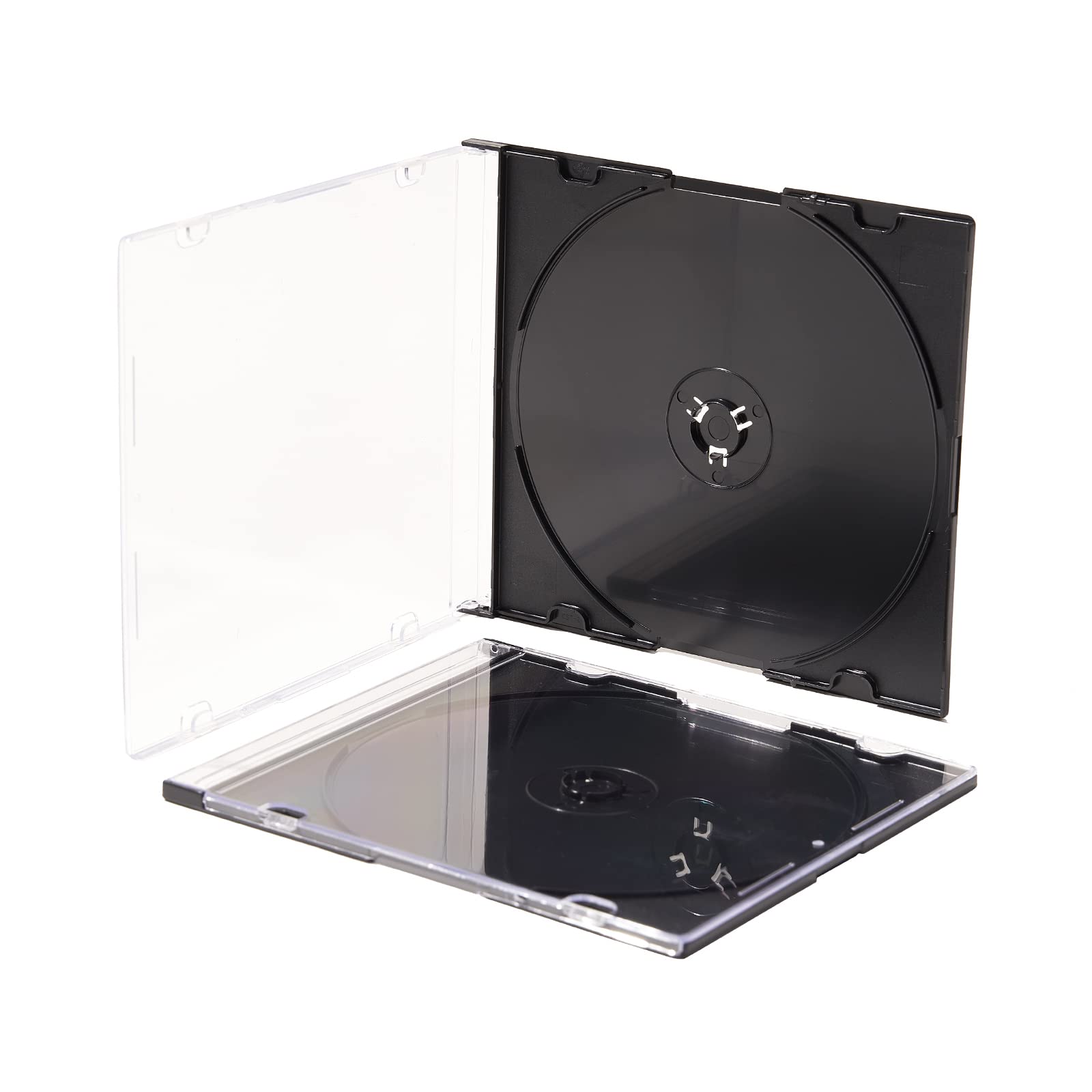 Maxtek Ultra Thin 5.2Mm Slim Clear Cd Jewel Case With Built In Black Tray, 100 Pack.
