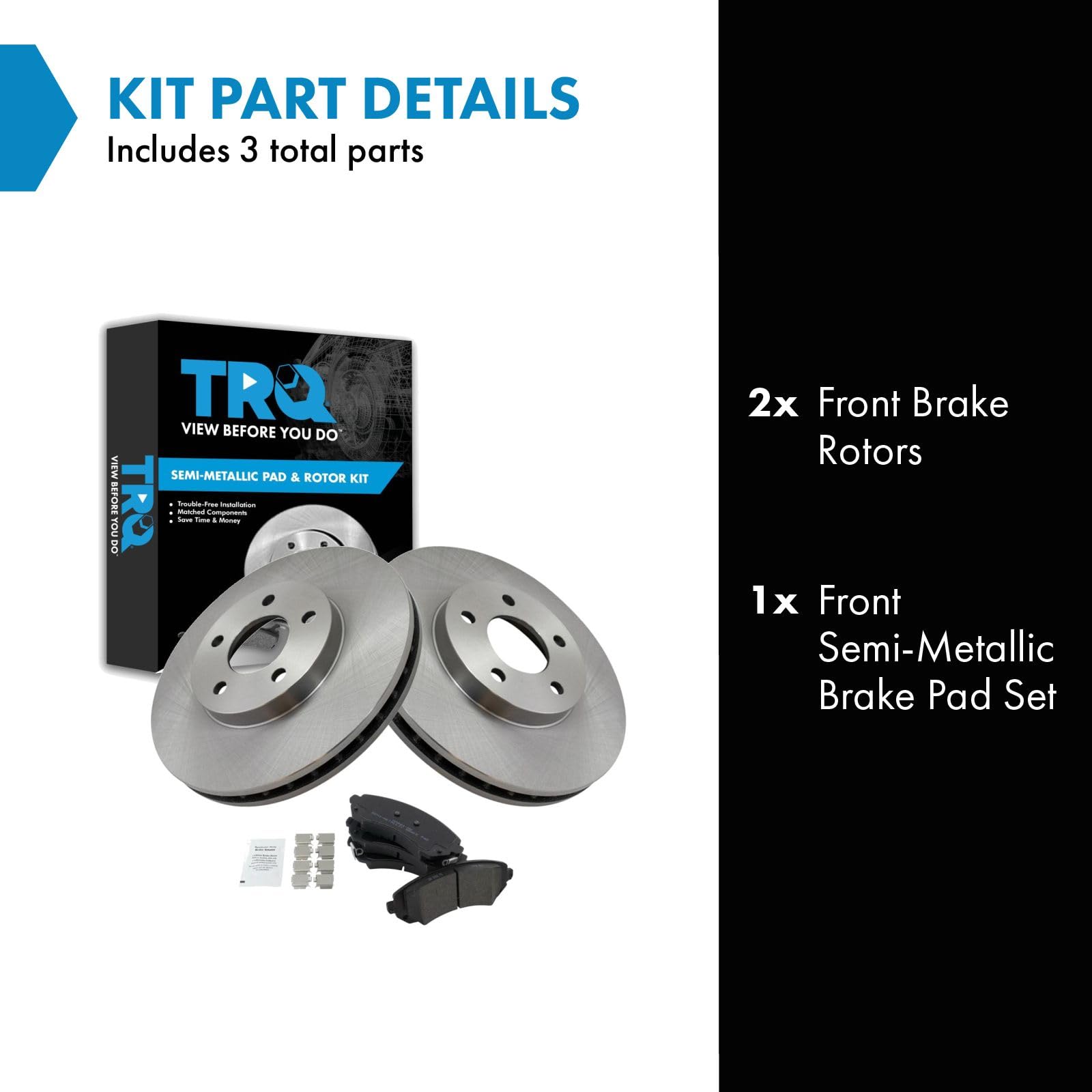 Trq Front Brake Pad & Rotor Kit Brake Pads Brake Rotor Semi-Metallic Compatible With 2002-2006 Buick Rendezvous 2002-2004 Chevro