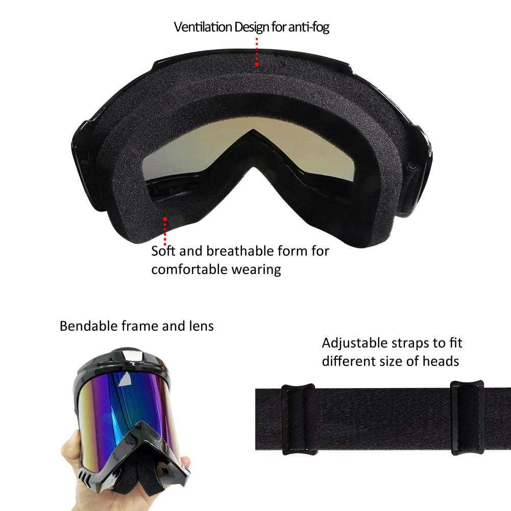 ATV Goggles Dirt Bike Goggles 2-Pack Motorcycle Goggles For Men Women Motocross Goggles Bike Riding Goggles Offroad Goggles Ski
