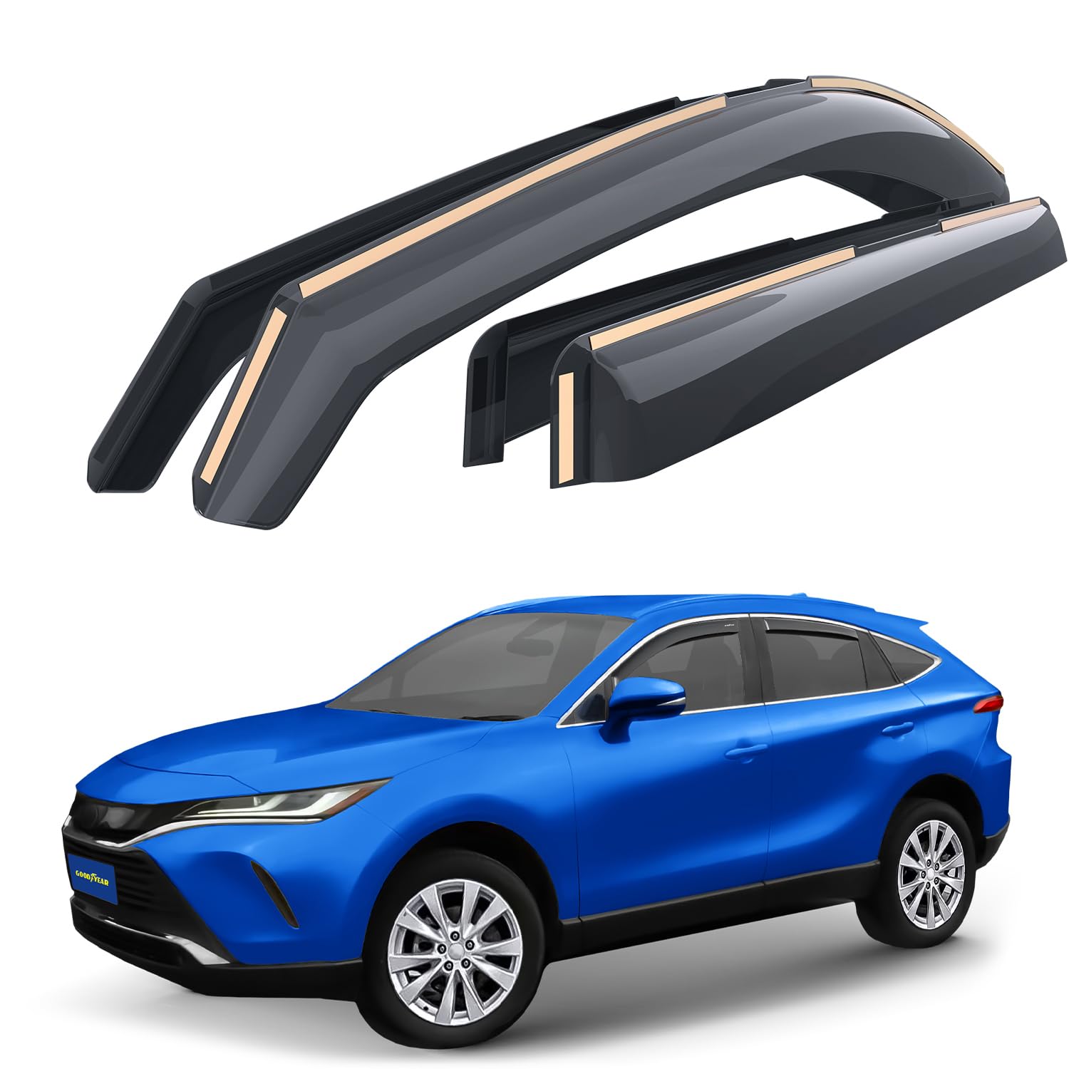 Goodyear Shatterproof In-Channel Window Deflectors For Toyota Venza 2021-2025, Rain Guards, Window Visors For Cars, Vent Deflect