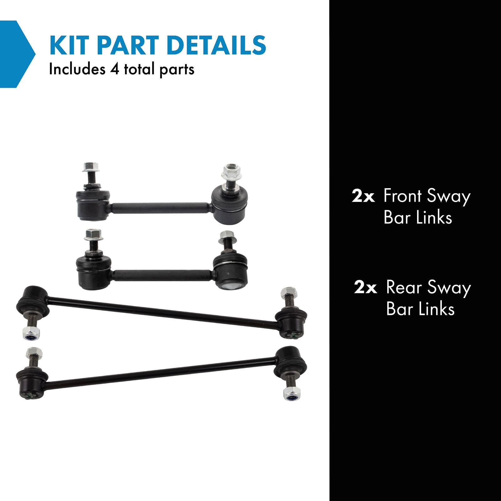 Trq Front & Rear Sway Bar Stabilizer Link Set Compatible With 2014-2018 Mazda 3
