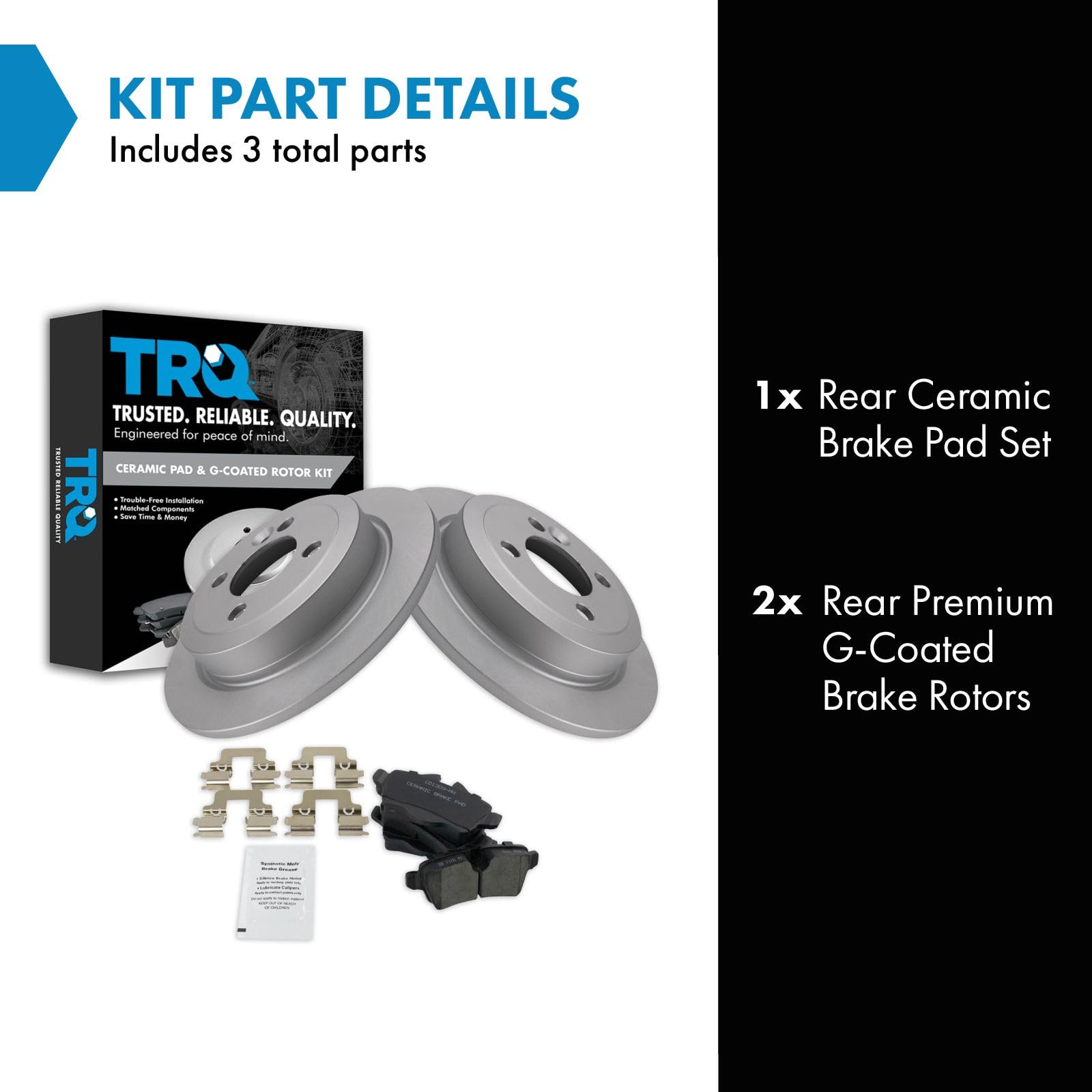 Trq Rear Brake Pad & Rotor Kit Brake Pads Brake Rotor Ceramic Premium G-Coated Compatible With 2008-2015 Mini Cooper